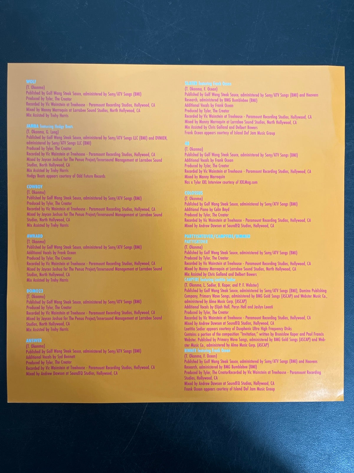 MISC_3 - Tyler, The Creator - Wolf LE Pink Vinyl USED NOT TESTED