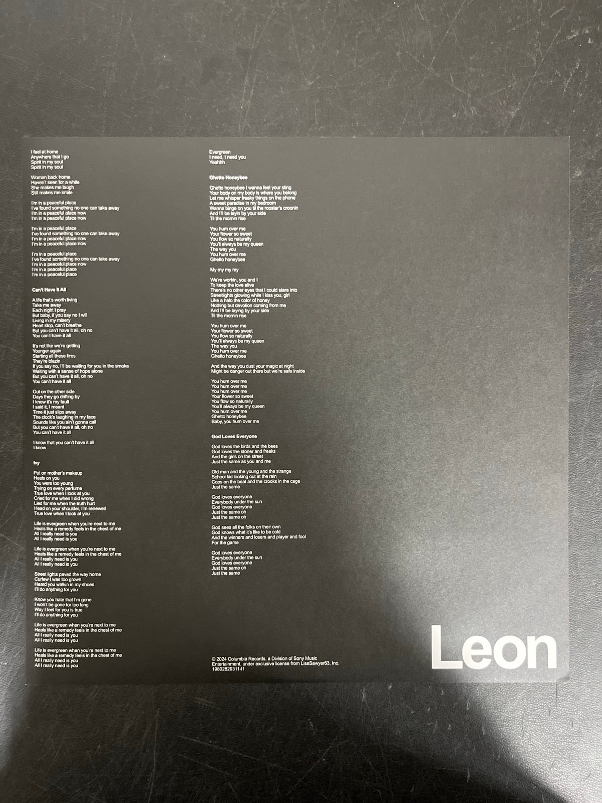 MISC_3 - Leon Bridges - Leon Collector's Ed. Bone Color Vinyl USED NOT TESTED