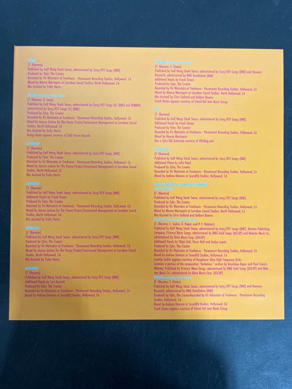 MISC_3 - Tyler, The Creator - Wolf LE Pink Vinyl USED NOT TESTED