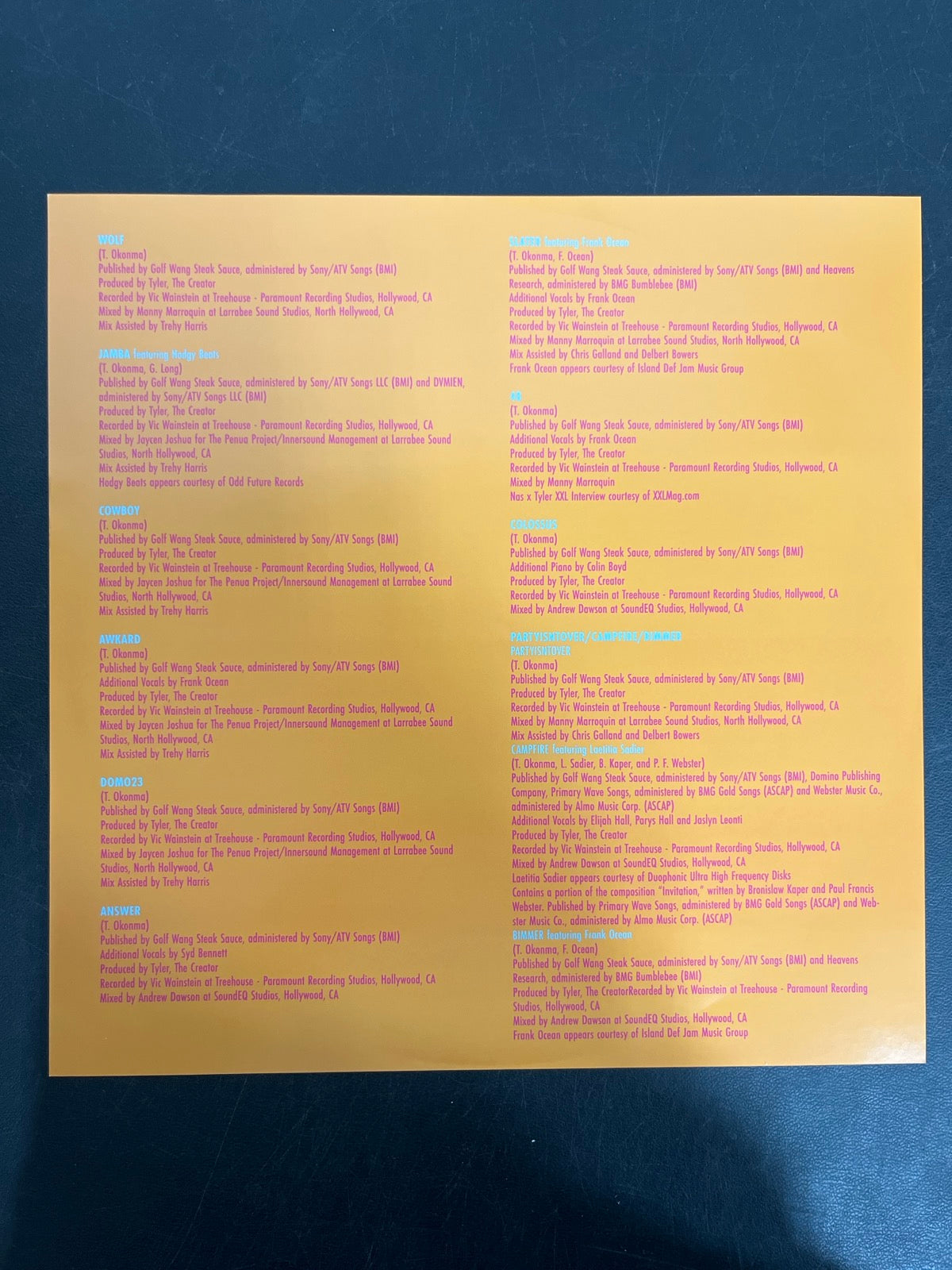 MISC_3 - Tyler, The Creator - Wolf LE Pink Vinyl USED NOT TESTED