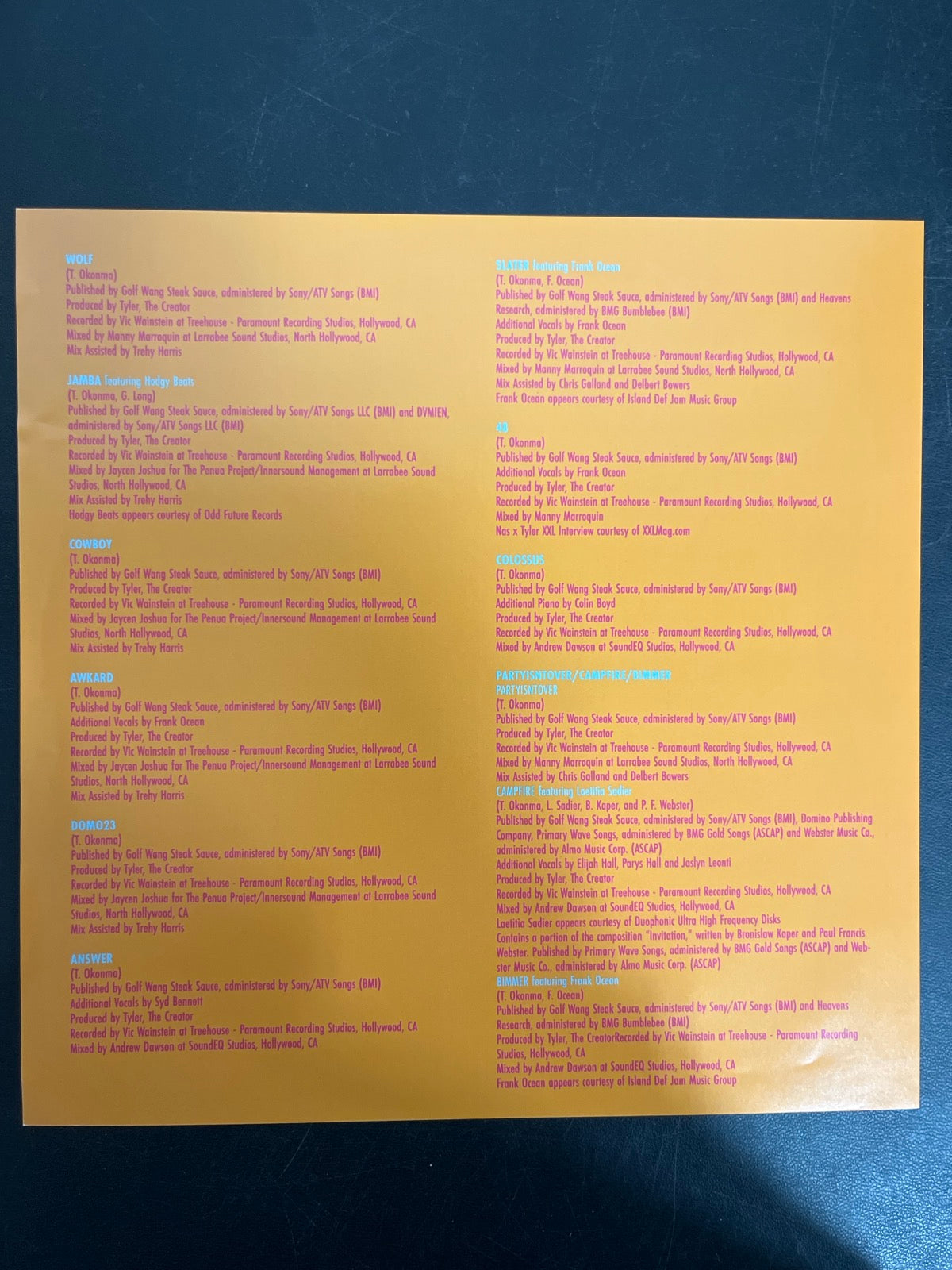 MISC_3 - Tyler, The Creator - Wolf LE Pink Vinyl USED NOT TESTED