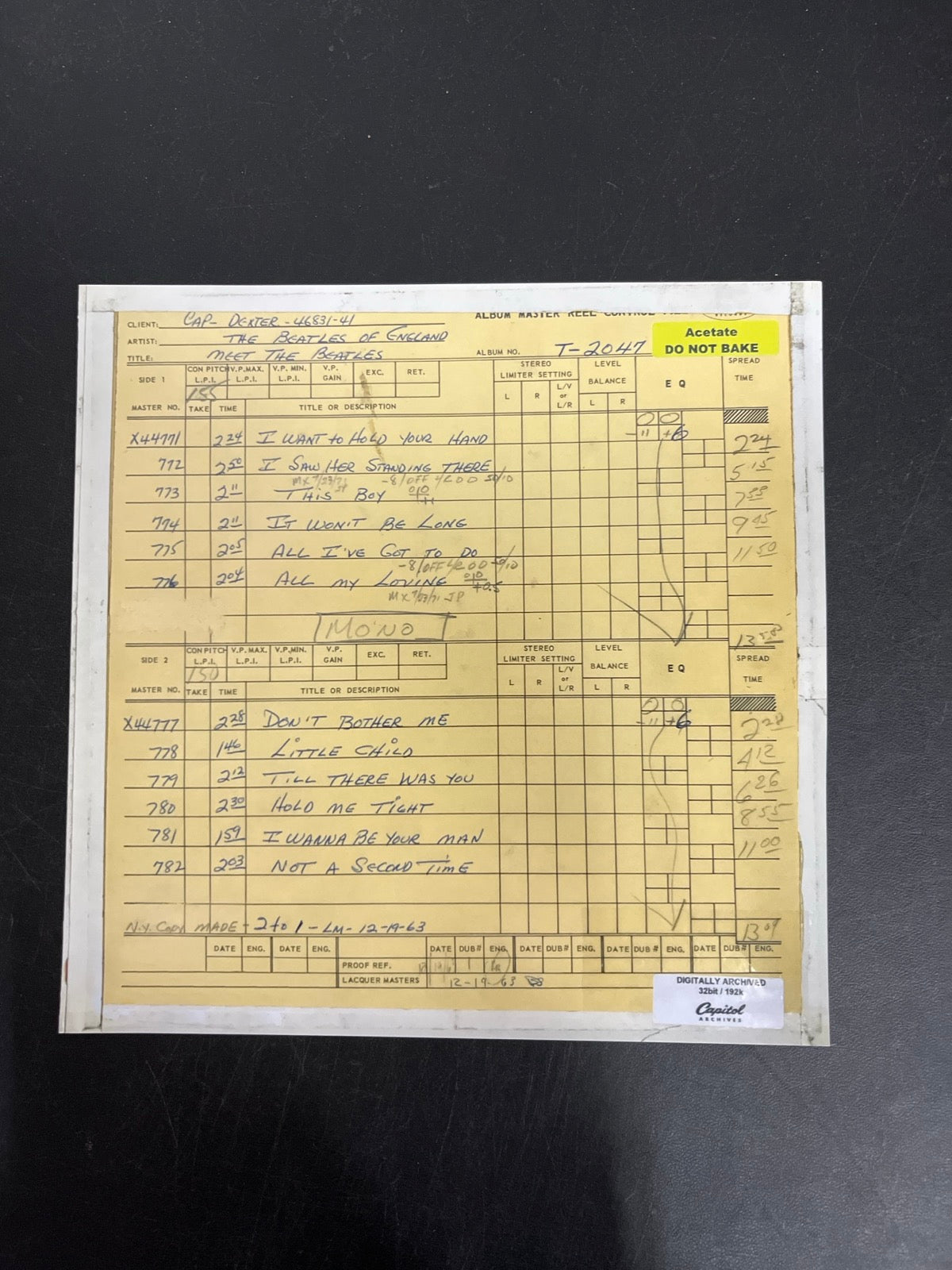 MISC_3 - The Beatles - Meet The Beatles! 180gm Blue Vinyl USED NOT TESTED