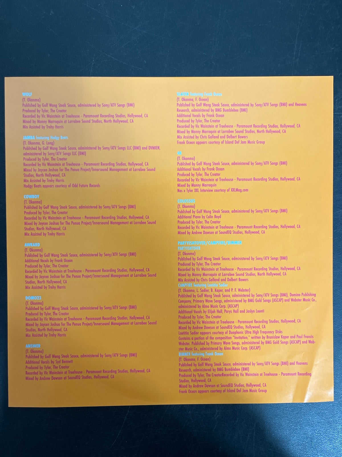 MISC_3 - Tyler, The Creator - Wolf LE Pink Vinyl USED NOT TESTED