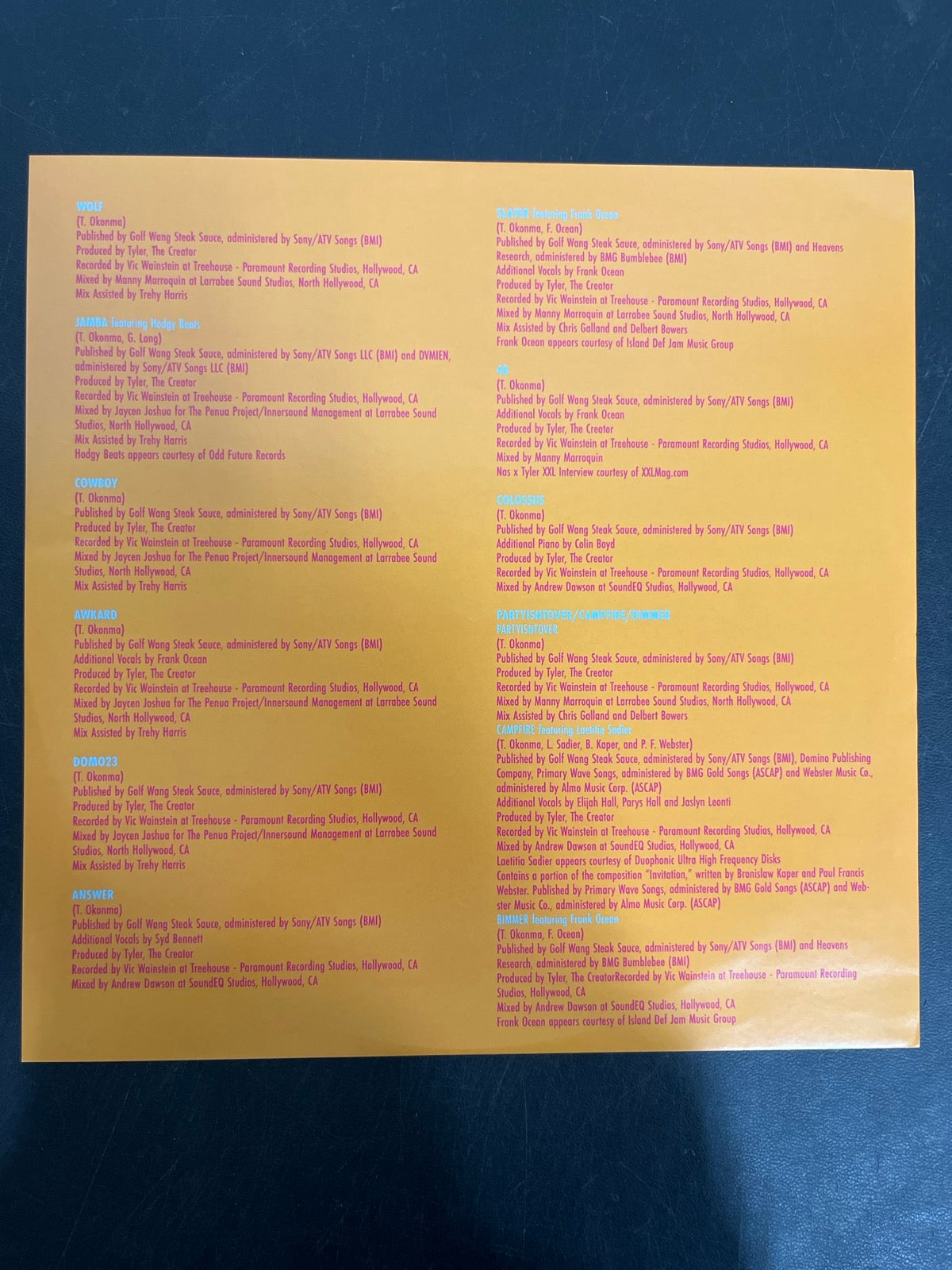 MISC_3 - Tyler, The Creator - Wolf LE Pink Vinyl USED NOT TESTED