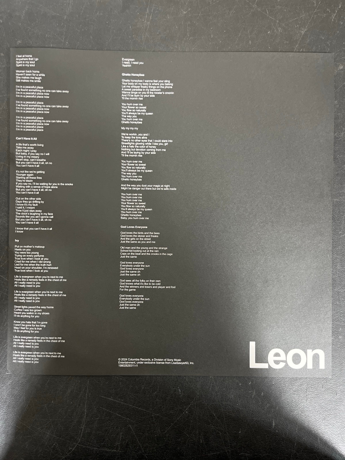MISC_3 - Leon Bridges - Leon Collector's Ed. Bone Color Vinyl USED NOT TESTED