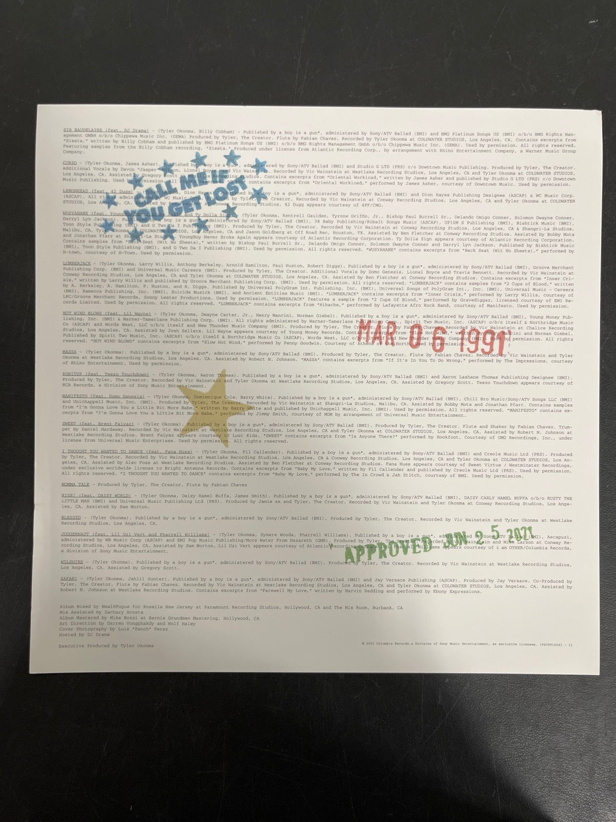 MISC_4 - Tyler, The Creator - Call Me If You ... Target Exclusive Vinyl USED NOT TESTED