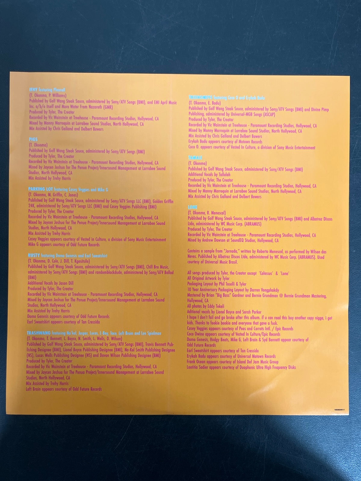 MISC_4 - Tyler, The Creator - Wolf LE Pink Vinyl USED NOT TESTED