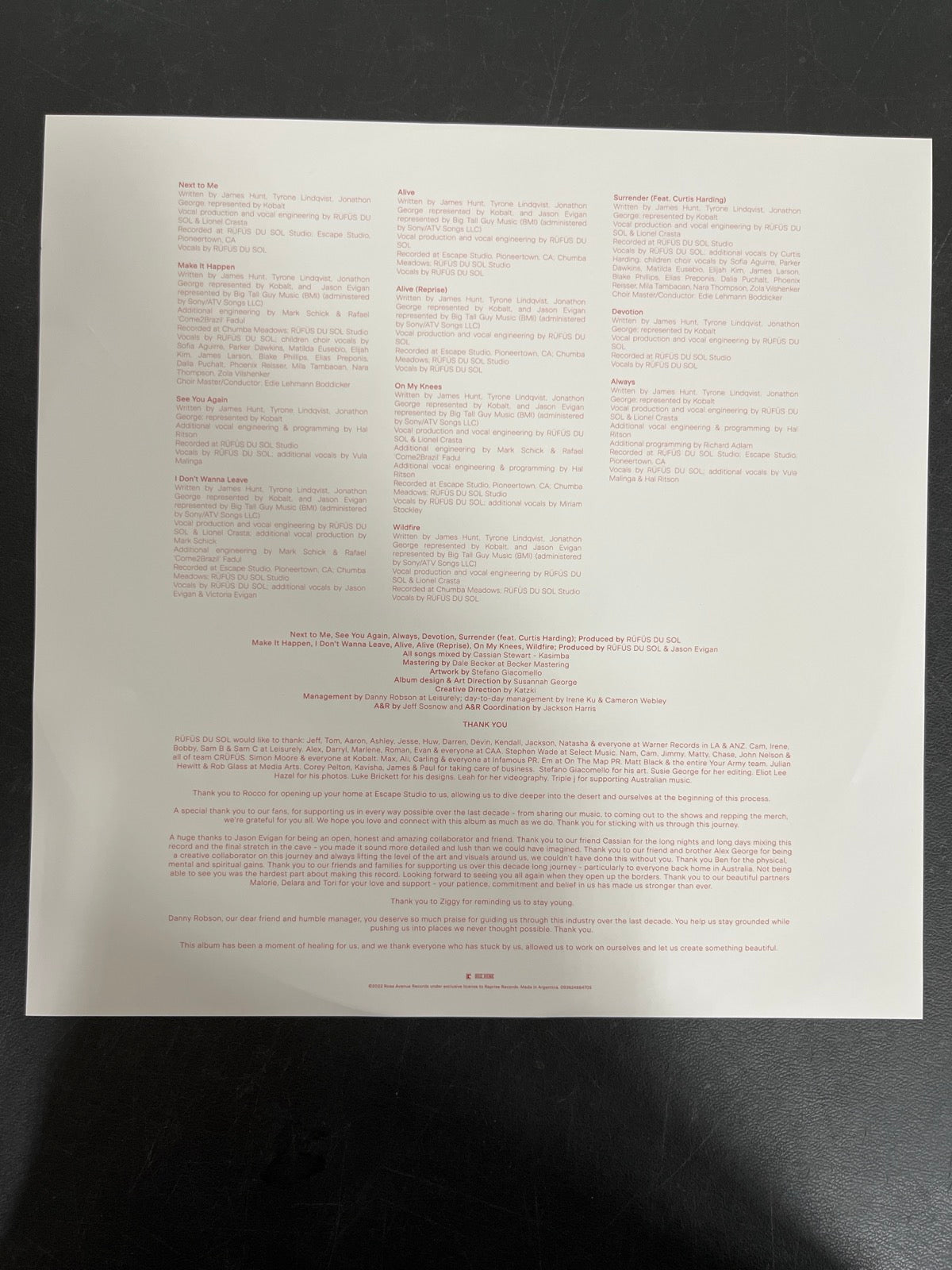 MISC_4 - RÜFÜS DU SOL - Surrender LE Red Vinyl USED NOT TESTED