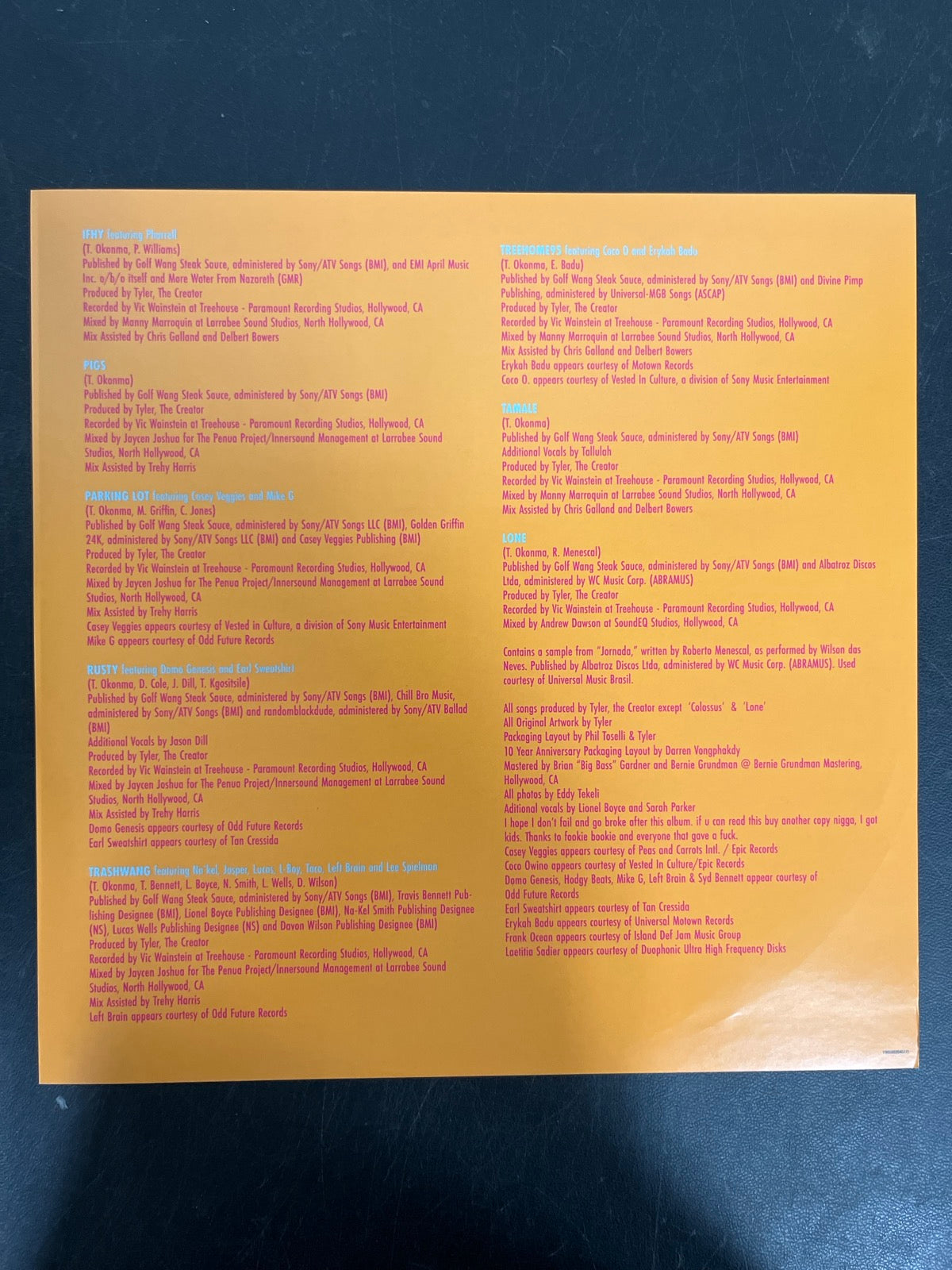 MISC_4 - Tyler, The Creator - Wolf LE Pink Vinyl USED NOT TESTED