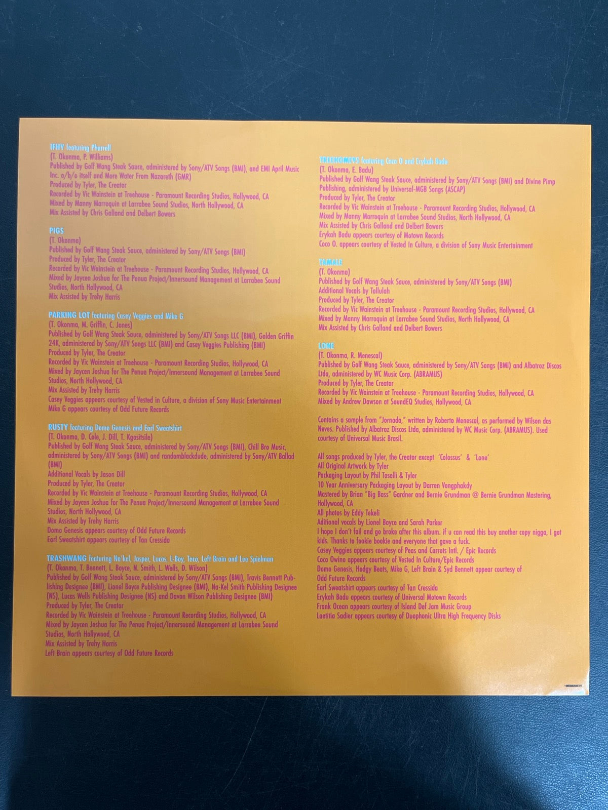 MISC_4 - Tyler, The Creator - Wolf LE Pink Vinyl USED NOT TESTED