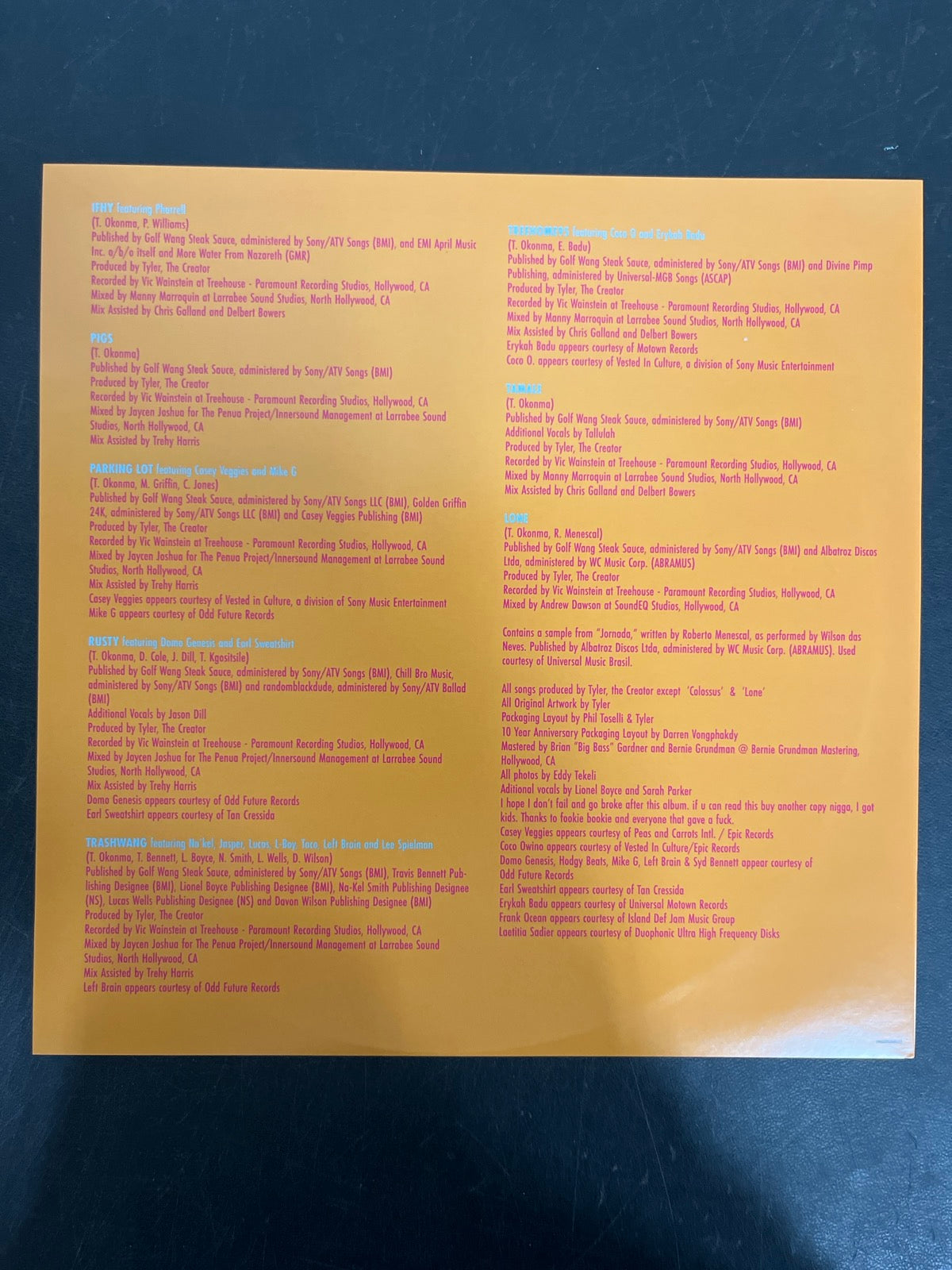 MISC_4 - Tyler, The Creator - Wolf LE Pink Vinyl USED NOT TESTED