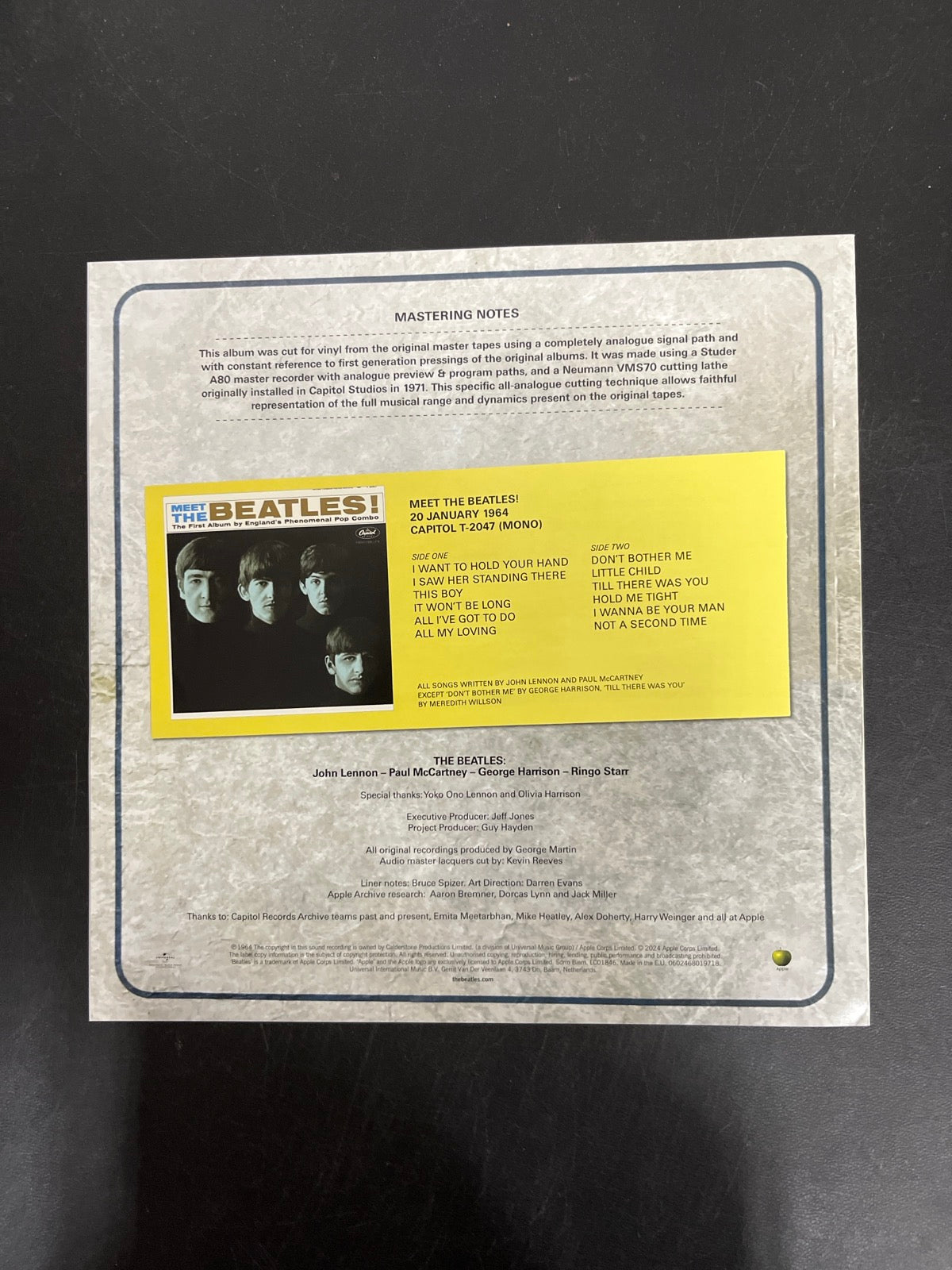MISC_4 - The Beatles - Meet The Beatles! 180gm Blue Vinyl USED NOT TESTED