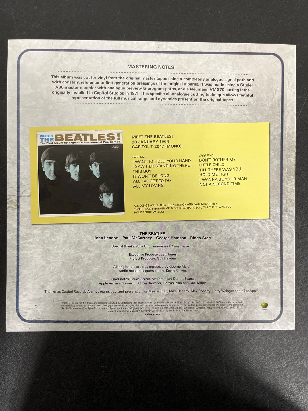 MISC_4 - The Beatles - Meet The Beatles! 180gm Blue Vinyl USED NOT TESTED