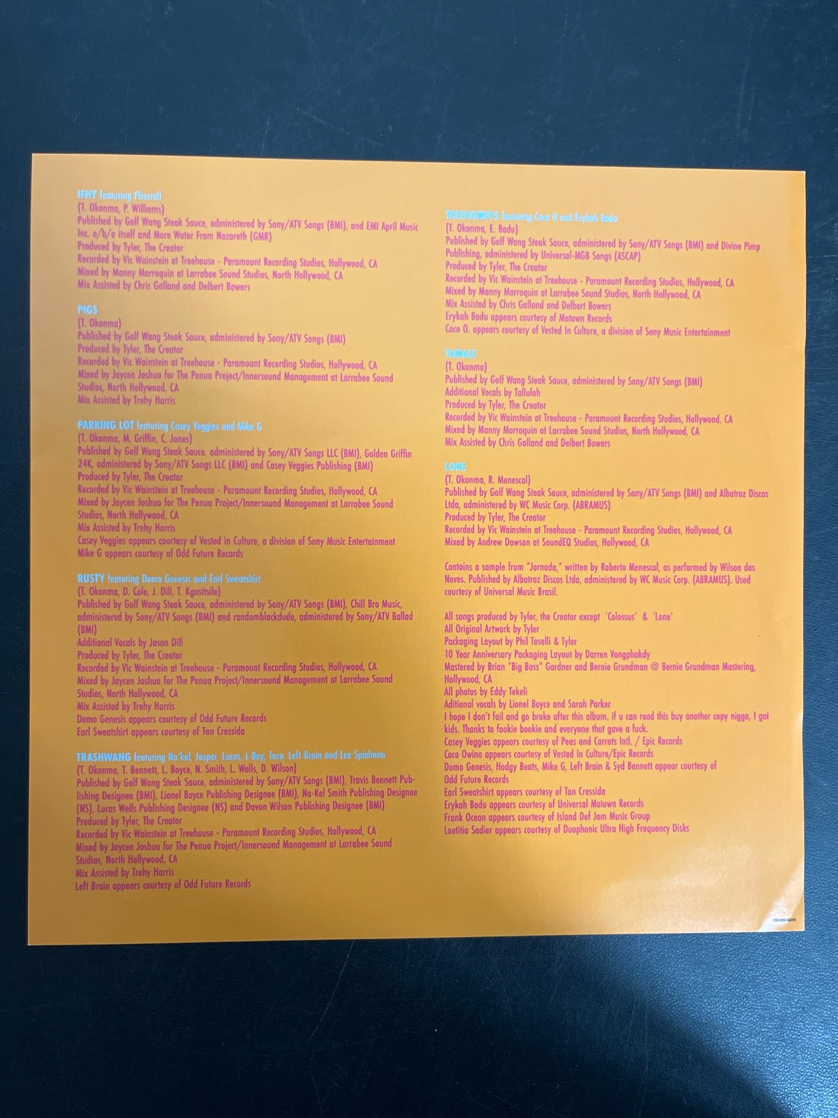 MISC_4 - Tyler, The Creator - Wolf LE Pink Vinyl USED NOT TESTED