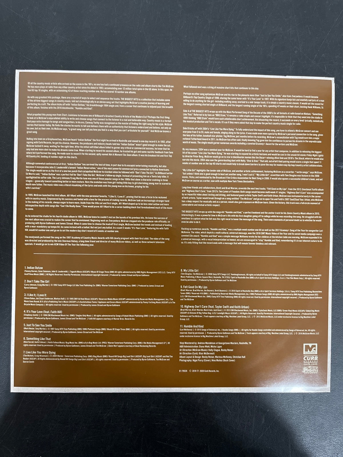SLEEVE_1B - Tim McGraw - The Biggest Hits Vinyl WARPED NOT TESTED