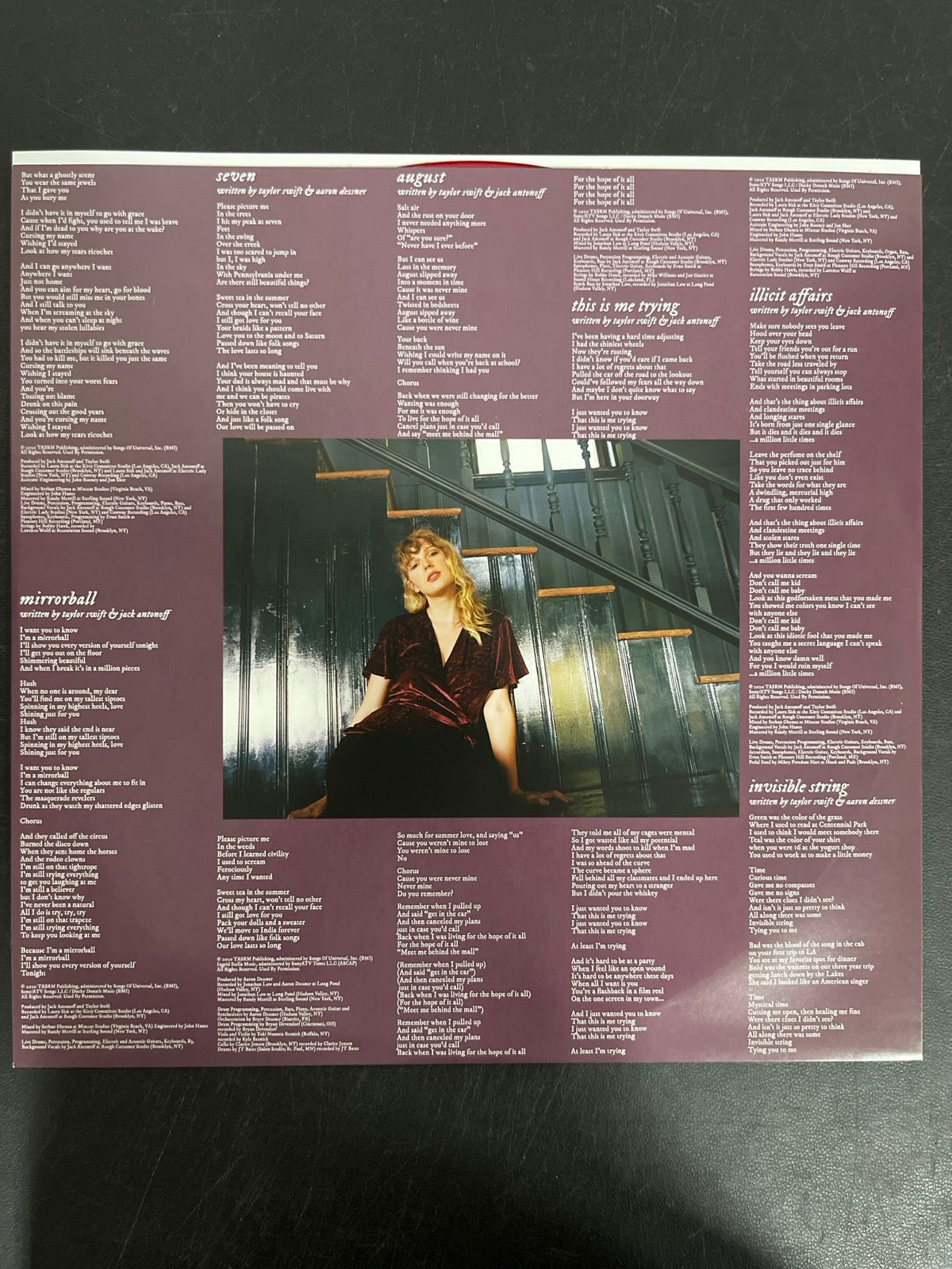 SLEEVE_1B - Taylor Swift - Folklore LE Red Etched Vinyl USED NOT TESTED