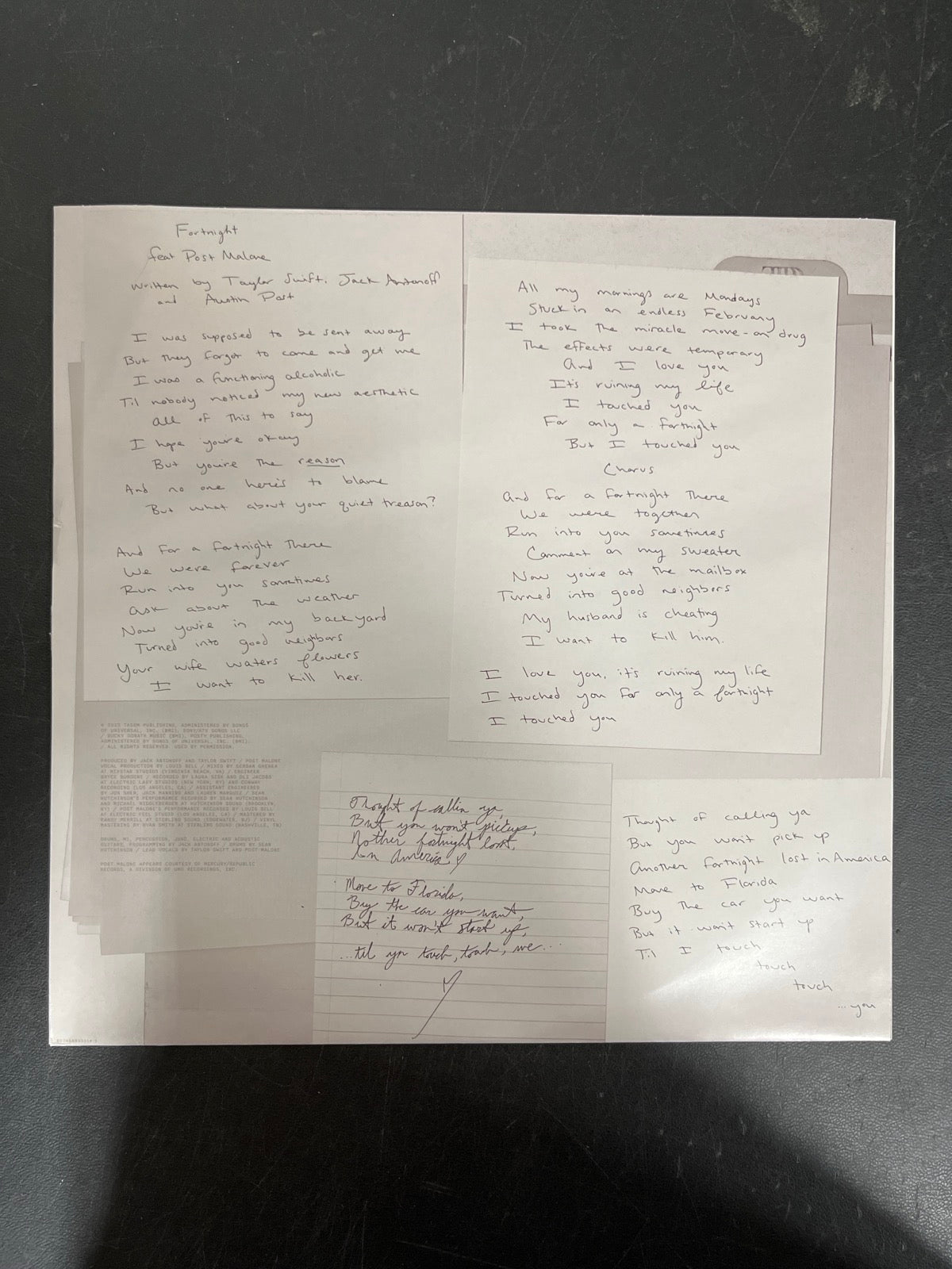 SLEEVE_1B - Taylor Swift - The Tortured ... LE Clear Vinyl USED NOT TESTED