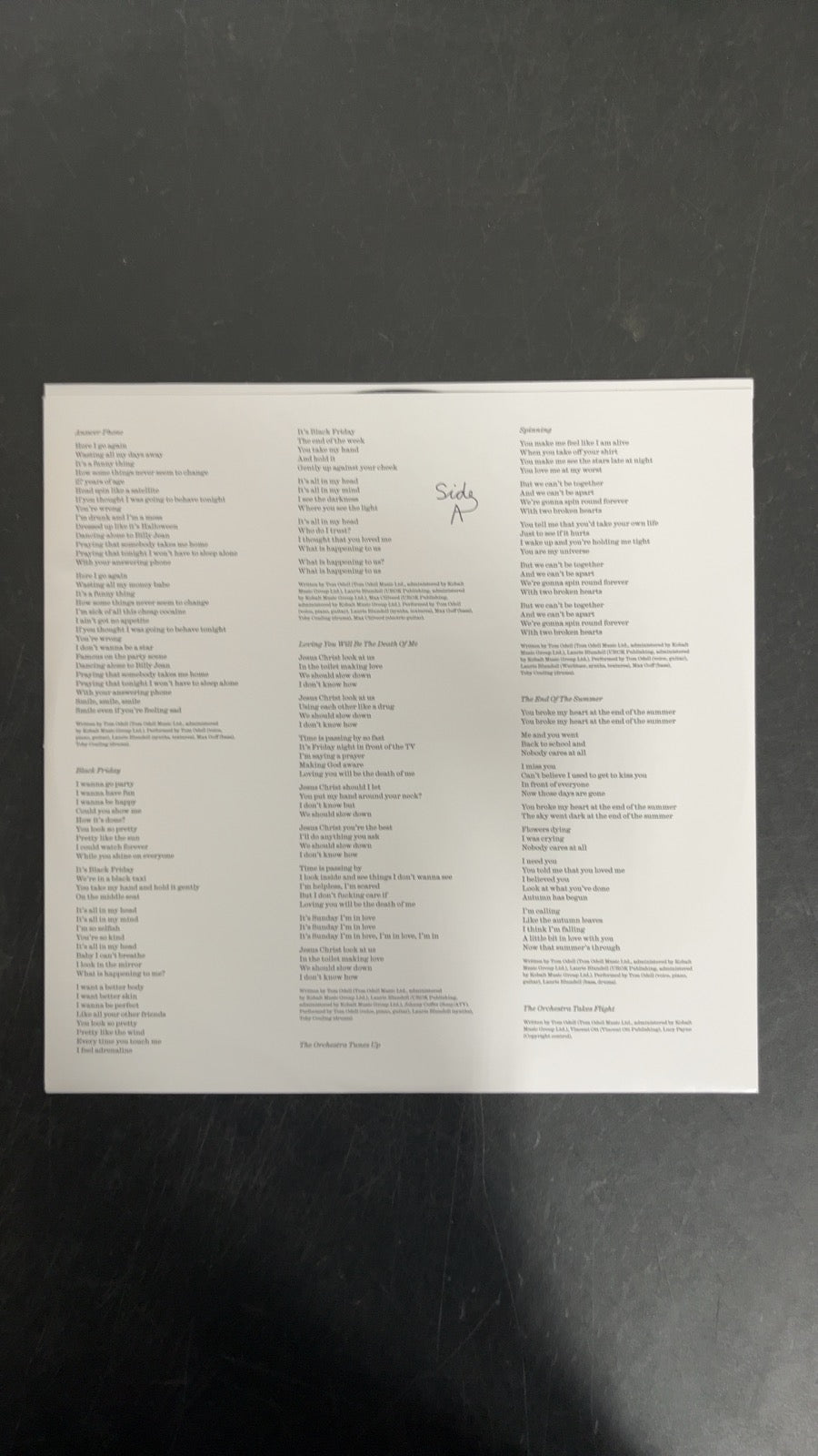 SLEEVE_1B - Tom Odell - Black Friday Vinyl USED NOT TESTED