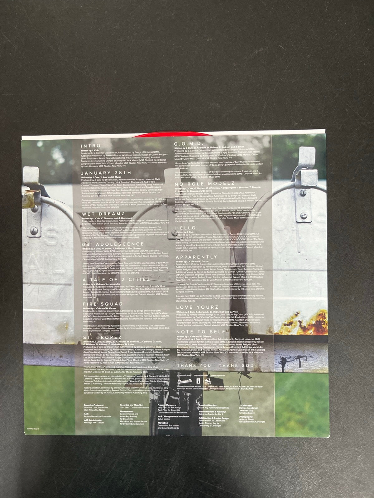 SLEEVE_1B - J. Cole - 2014 Forest Hills Drive Anniversary Ed. Red Vinyl USED NOT TESTED
