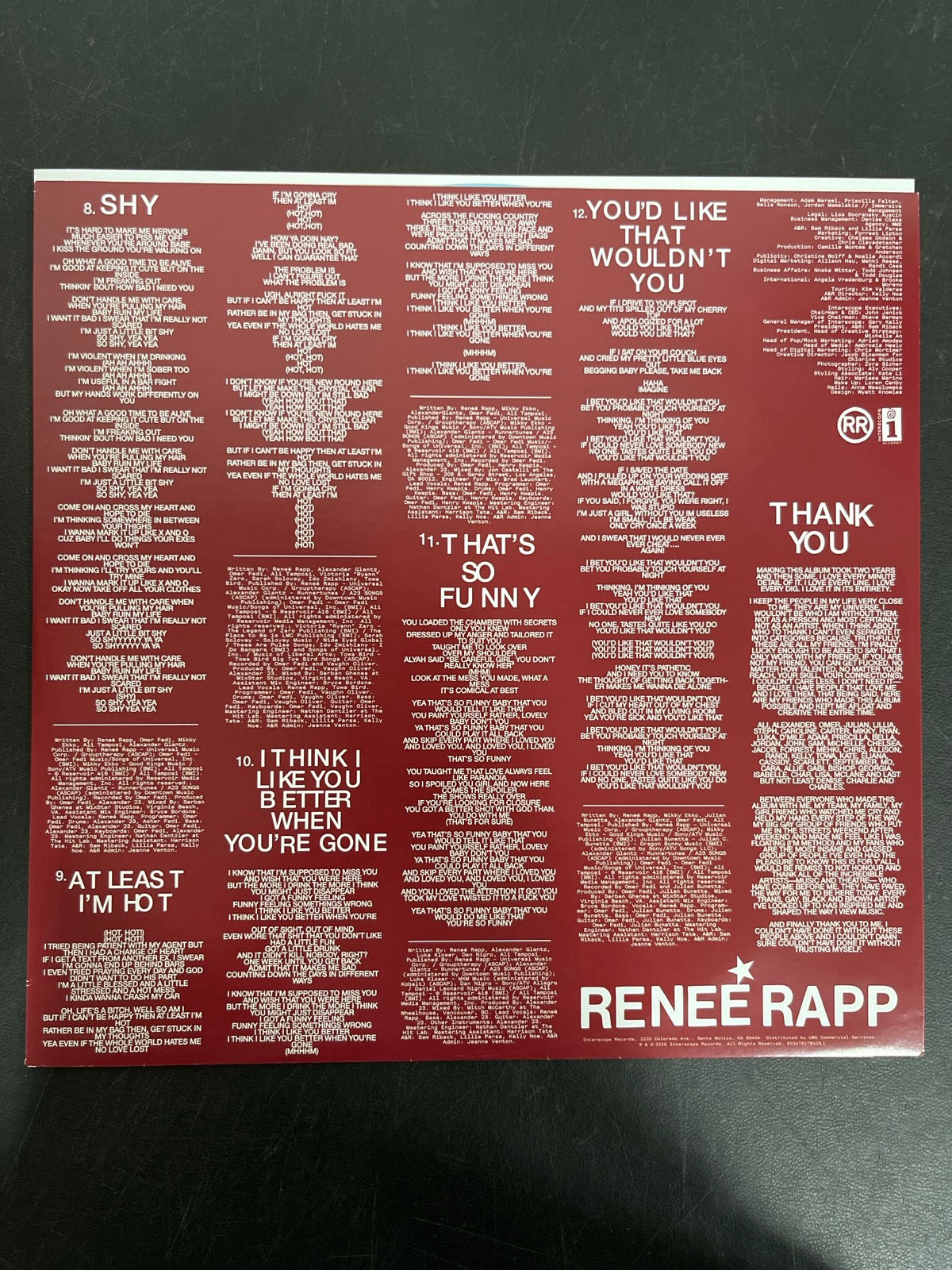 SLEEVE_1B - Reneé Rapp - Bite Me LE Baby Blue Vinyl USED NOT TESTED