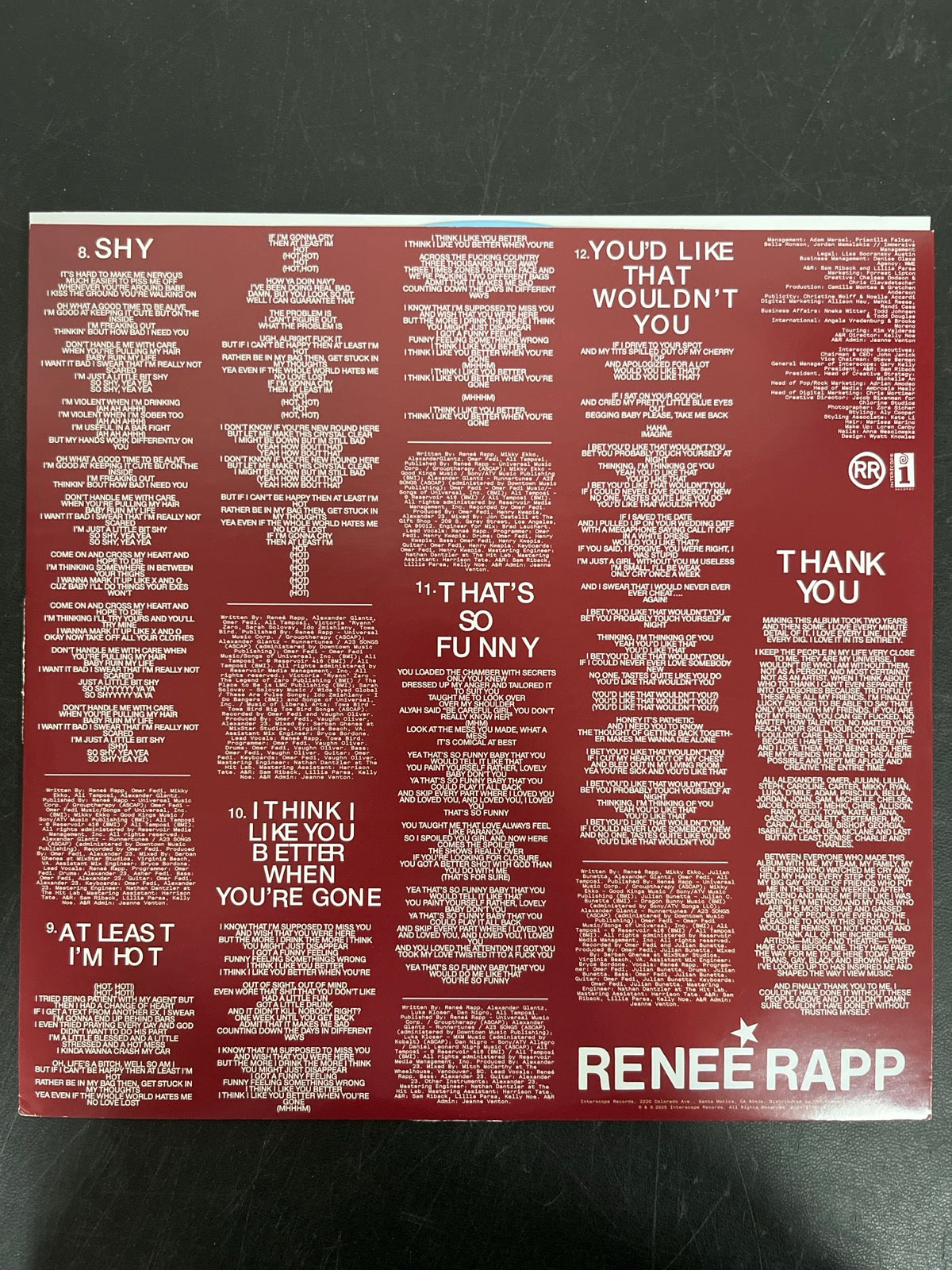 SLEEVE_1B - Reneé Rapp - Bite Me LE Baby Blue Vinyl USED NOT TESTED