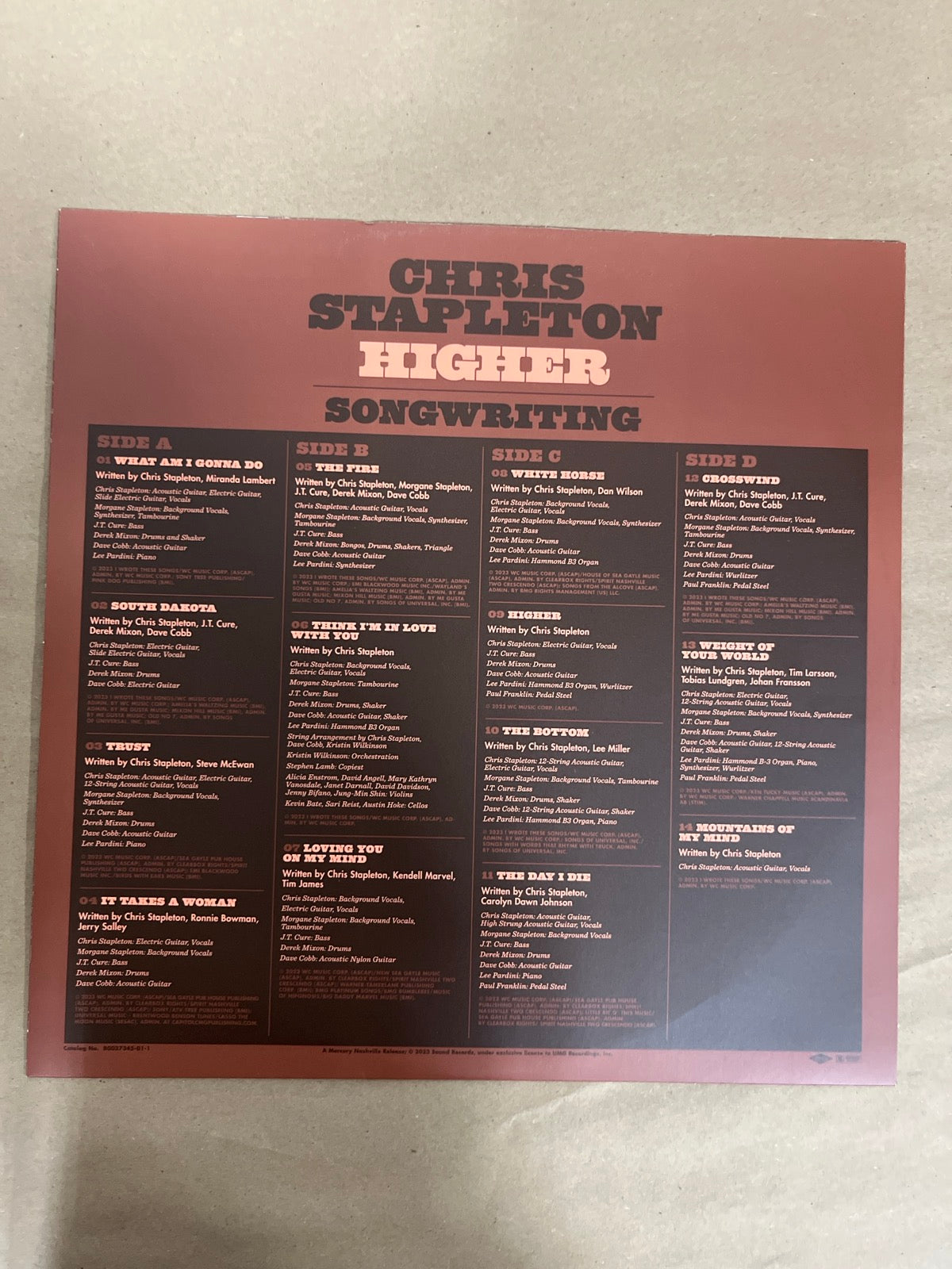 SLEEVE_1B - Chris Stapleton - Higher Target Exclusive 180gm Pink Vinyl USED NOT TESTED