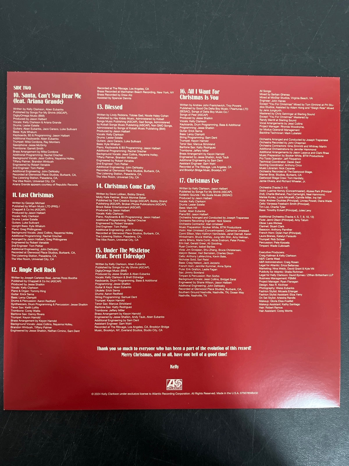 SLEEVE_1B - Kelly Clarkson - When Christmas Comes Around LE Red Vinyl USED NOT TESTED