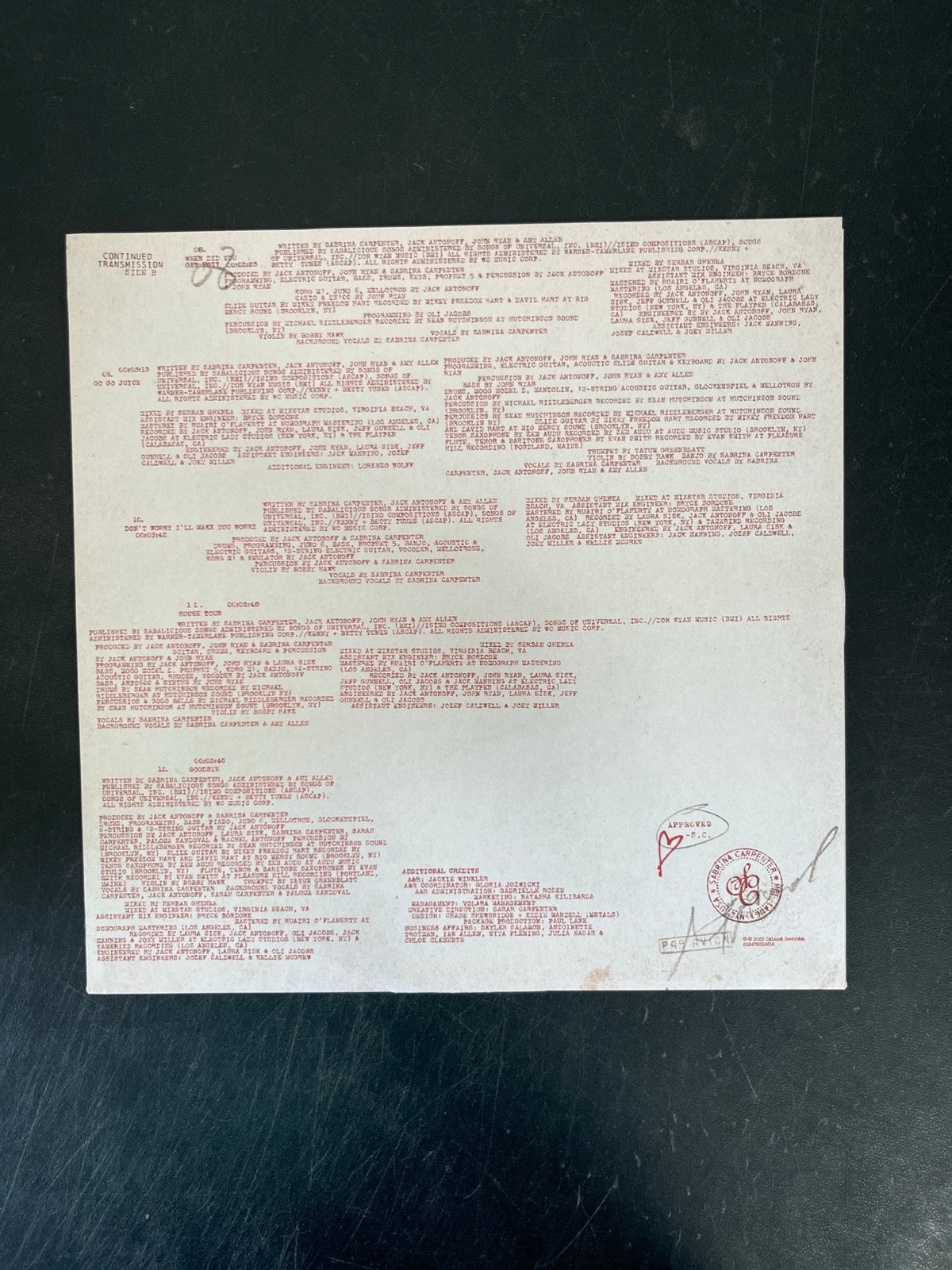SLEEVE_1B - Sabrina Carpenter - Man's Best Friend LE White Vinyl USED NOT TESTED