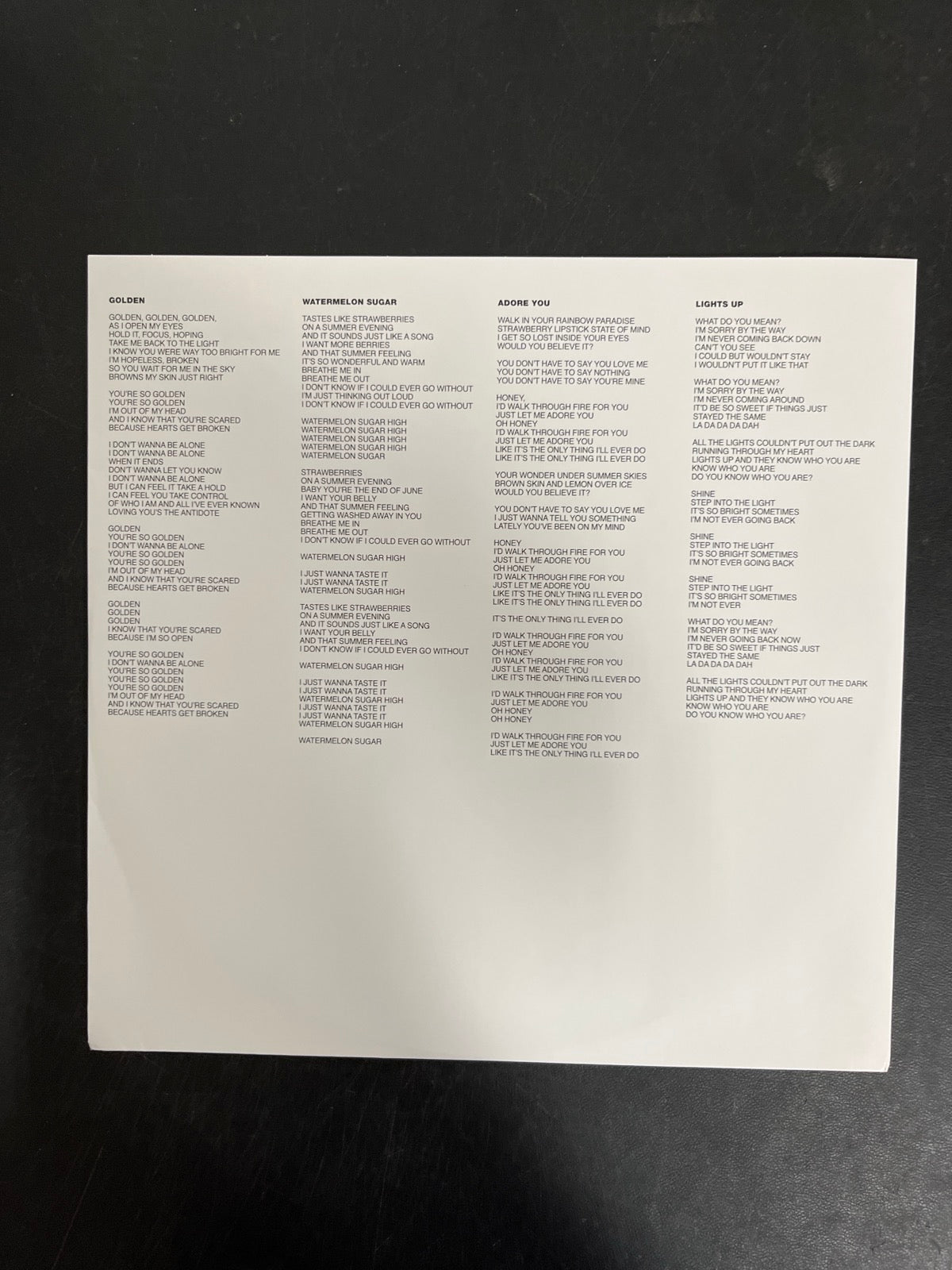 SLEEVE_1F - Harry Styles - Fine Line LE 180gm Black / White Splatter Vinyl USED NOT TESTED