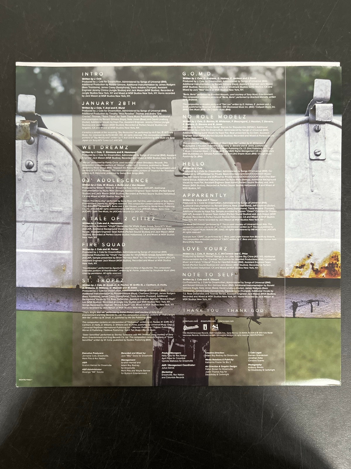 SLEEVE_1F - J. Cole - 2014 Forest Hills Drive Anniversary Ed. Red Vinyl USED NOT TESTED