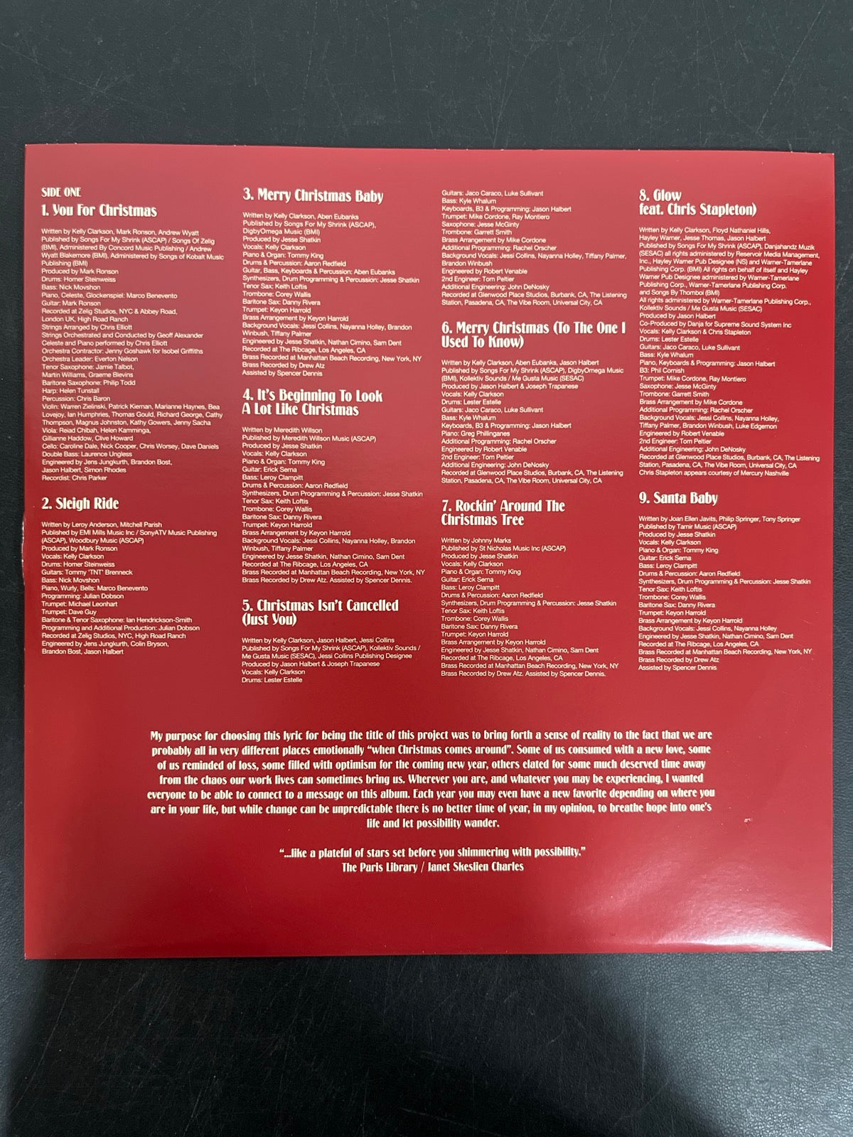 SLEEVE_1F - Kelly Clarkson - When Christmas Comes Around LE Red Vinyl USED NOT TESTED