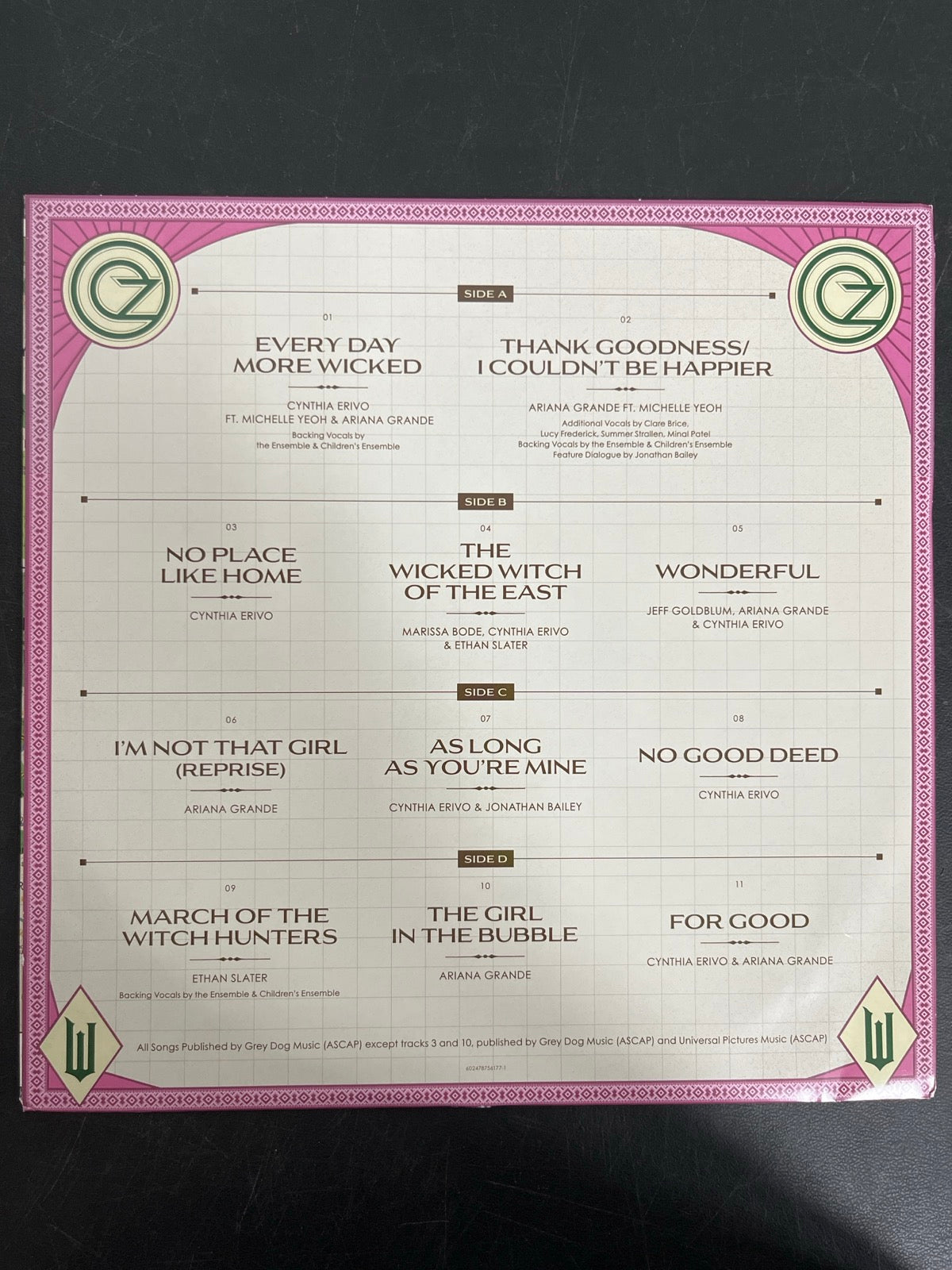 SLEEVE_1F - Wicked: For Good OST LE Pink / Green Vinyl USED NOT TESTED