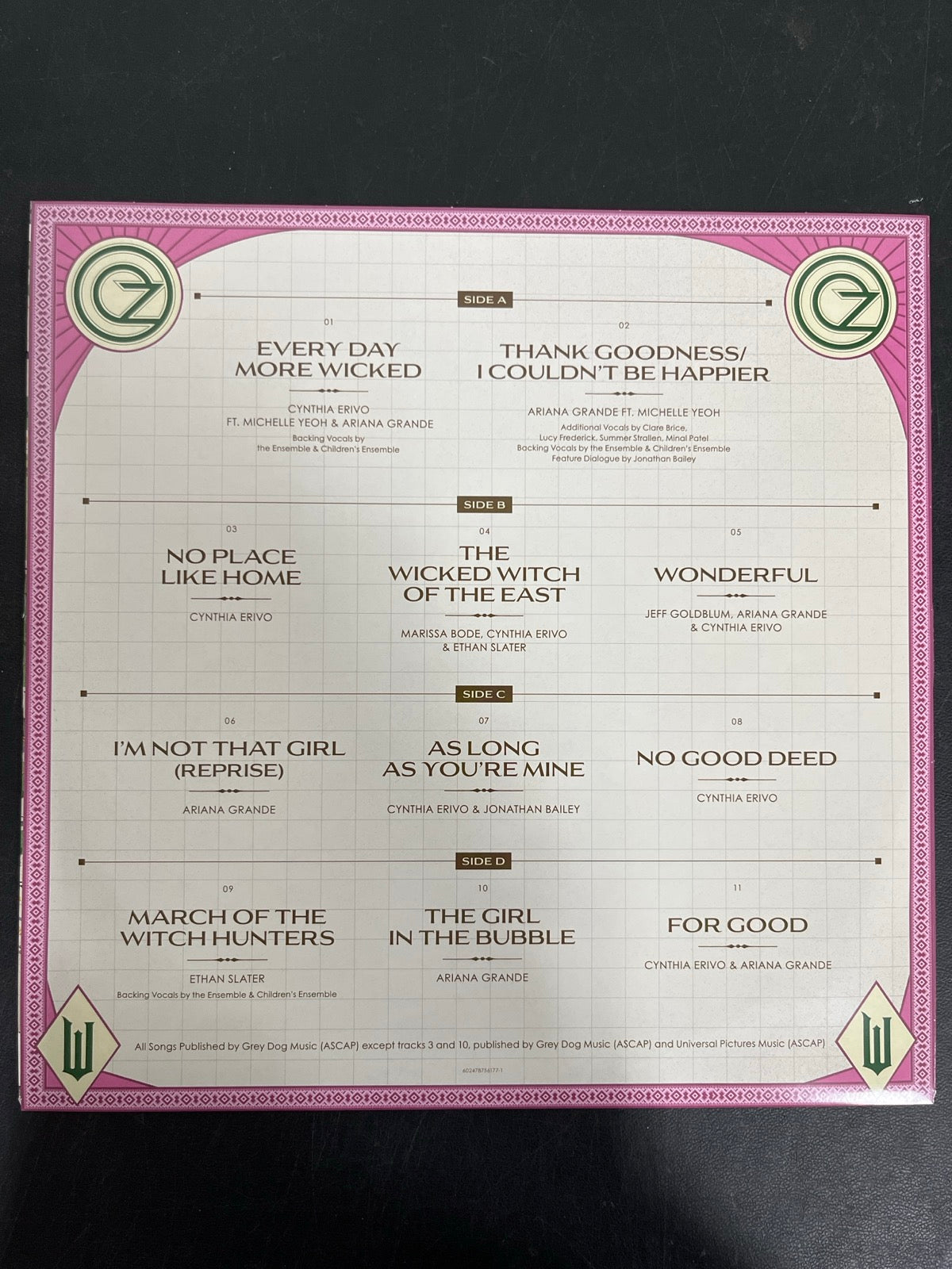 SLEEVE_1F - Wicked: For Good OST LE Pink / Green Vinyl USED NOT TESTED