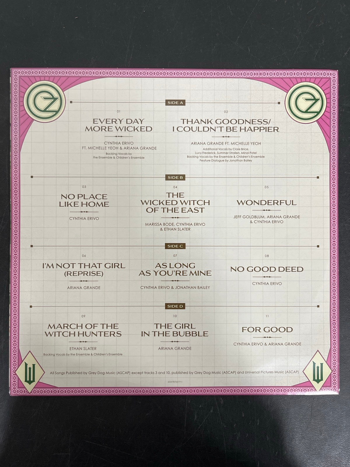 SLEEVE_1F - Wicked: For Good OST LE Pink / Green Vinyl USED NOT TESTED