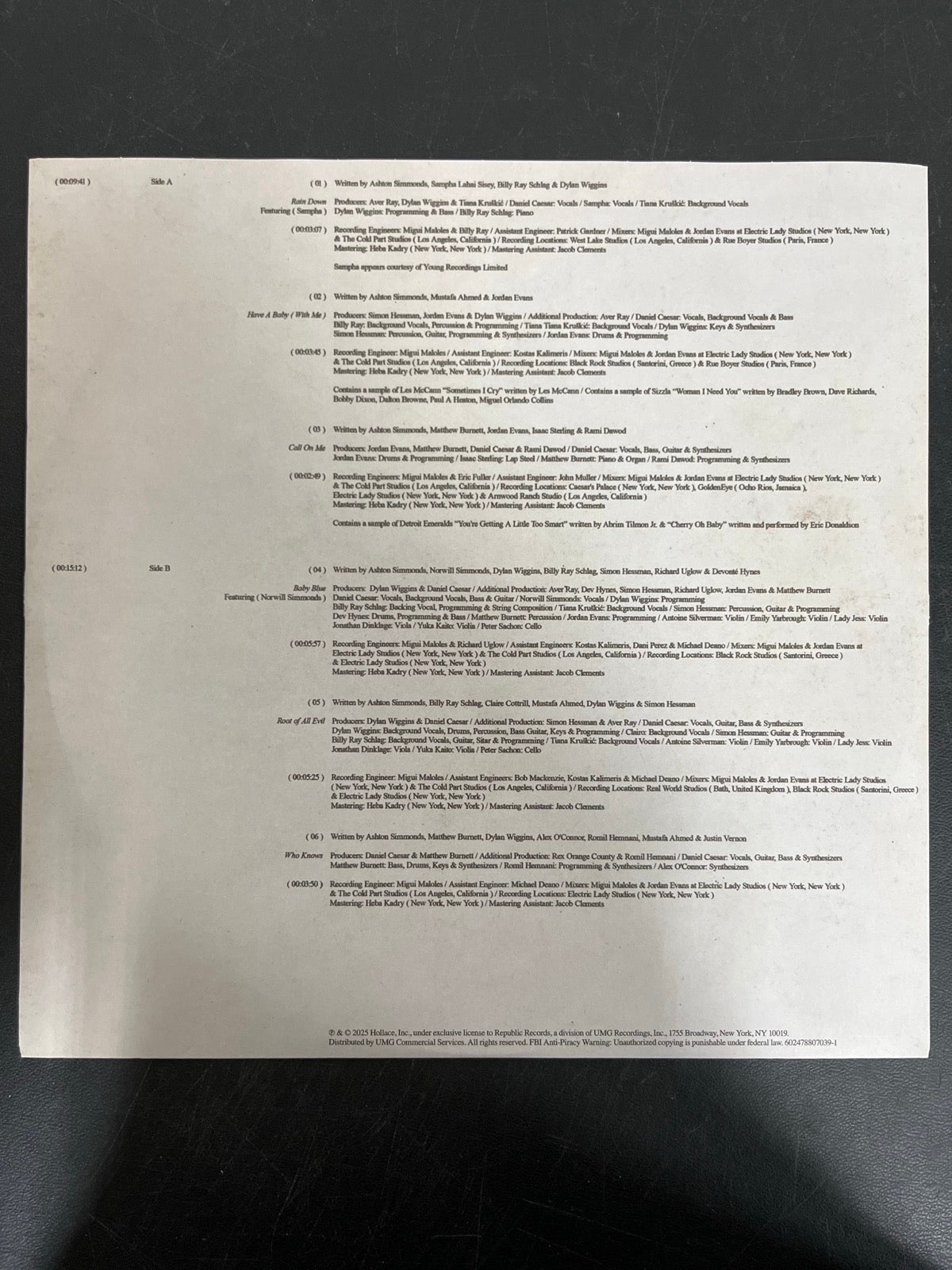 SLEEVE_1F - Daniel Caesar - Son of Spergy LE Coke Bottle Green Vinyl USED NOT TESTED
