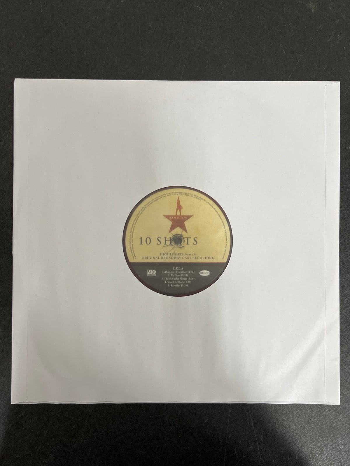 SLEEVE_1F - Lin-Manuel Miranda - Hamilton: 10 Shots LE Red Smoke Vinyl USED NOT TESTED