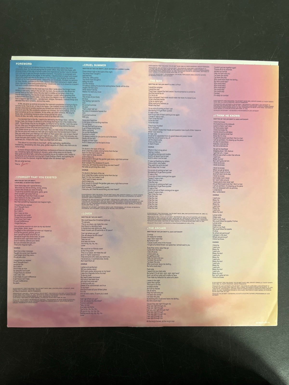 SLEEVE_1F - Taylor Swift - Lover Pink/Blue Vinyl ReIssue USED NOT TESTED