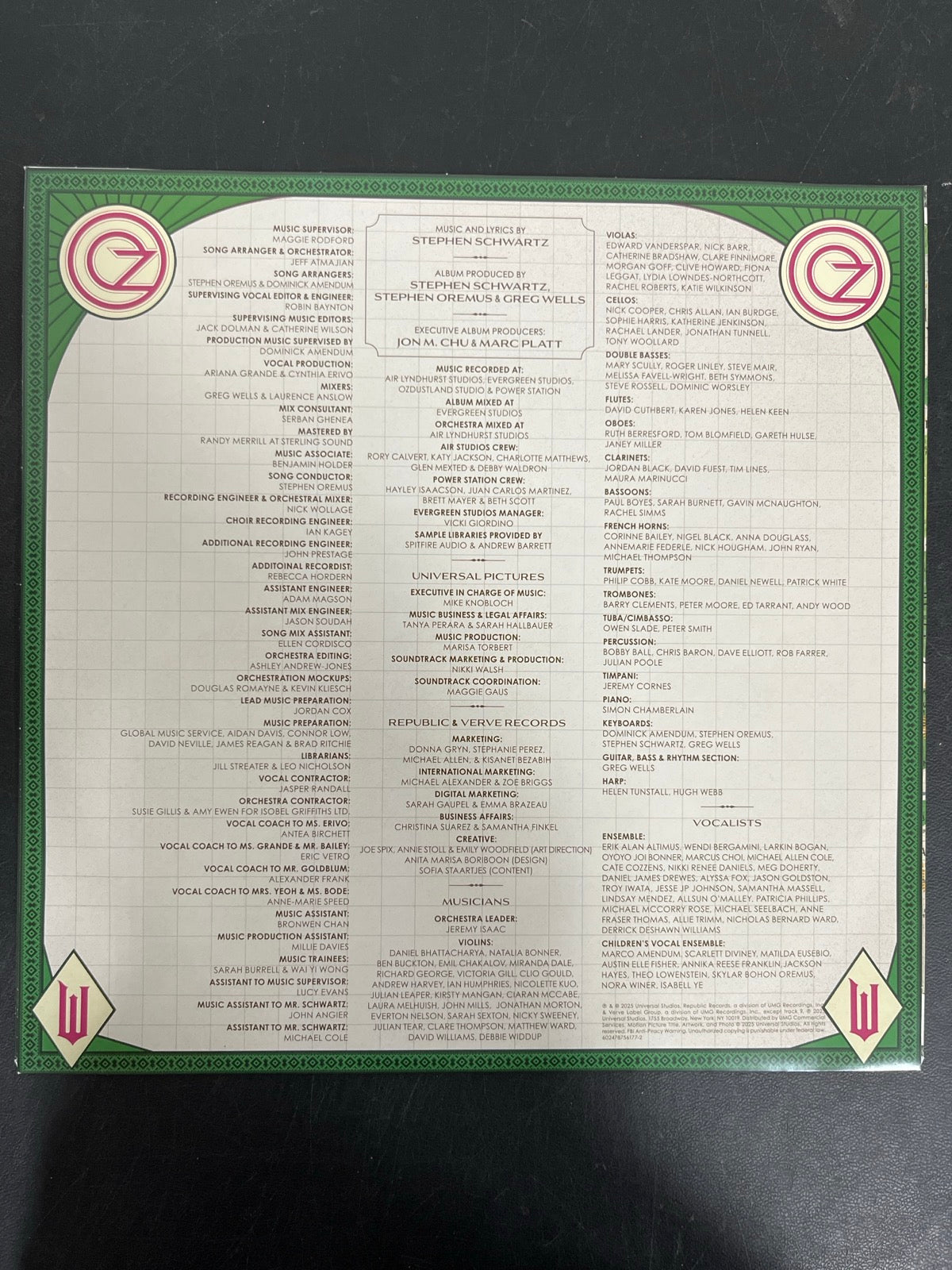 SLEEVE_2B - Wicked: For Good OST LE Pink / Green Vinyl USED NOT TESTED