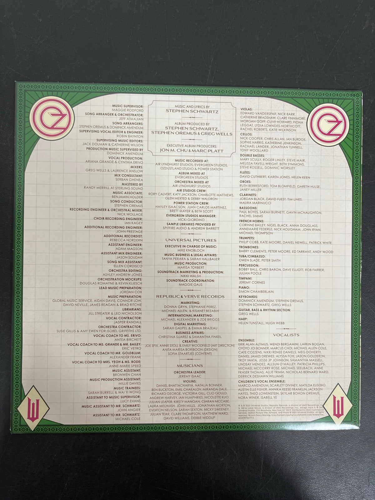 SLEEVE_2B - Wicked: For Good OST LE Pink / Green Vinyl USED NOT TESTED