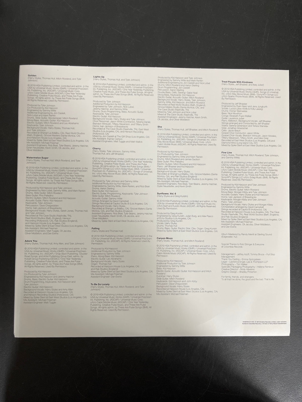SLEEVE_2B - Harry Styles - Fine Line LE Black & White Vinyl USED NOT TESTED