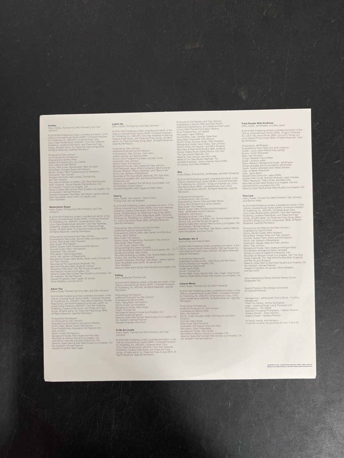 SLEEVE_2B - Harry Styles - Fine Line LE 180gm Black / White Splatter Vinyl USED NOT TESTED