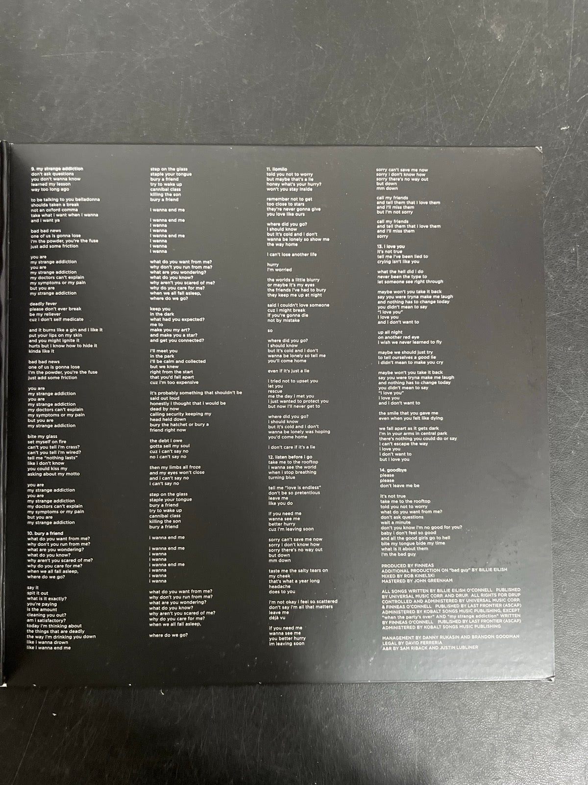 SLEEVE_2B - Billie Eilish - WHEN WE ALL FALL ... LE Orange Cream Vinyl USED NOT TESTED