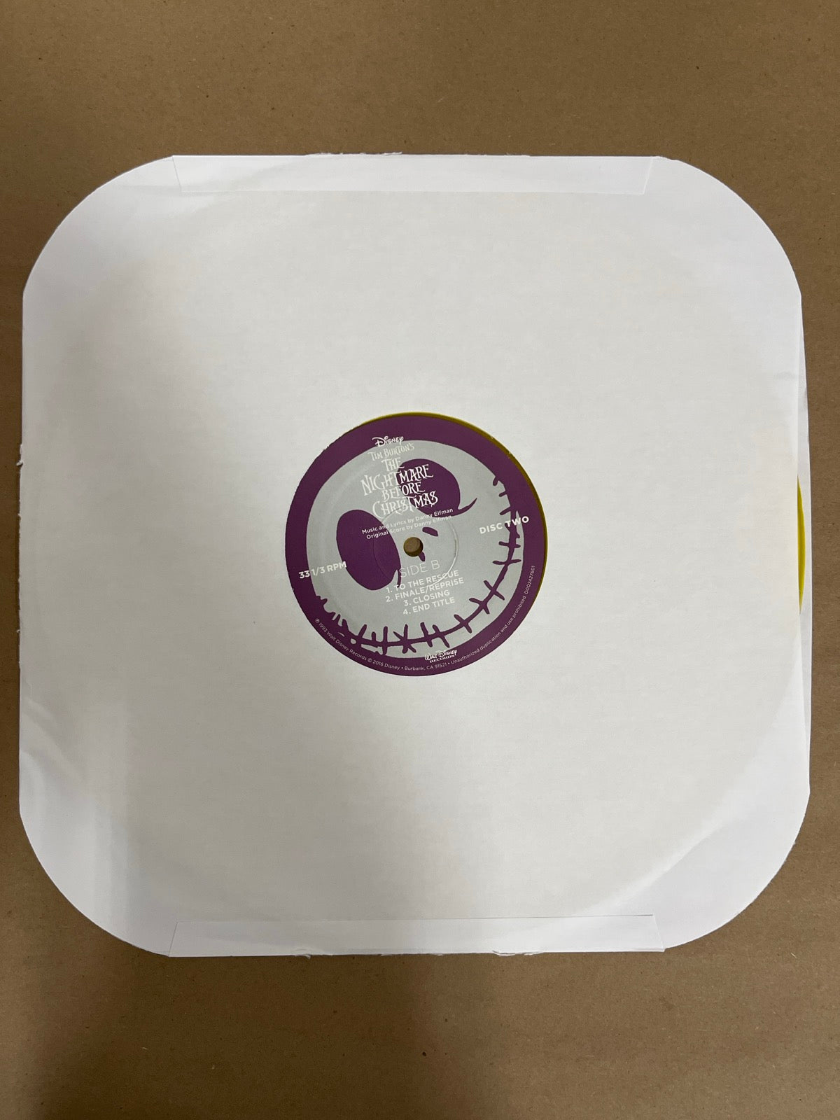SLEEVE_2B - Danny Elfman - Tim Burton's The ... LE Purple/Yellow Vinyl USED NOT TESTED