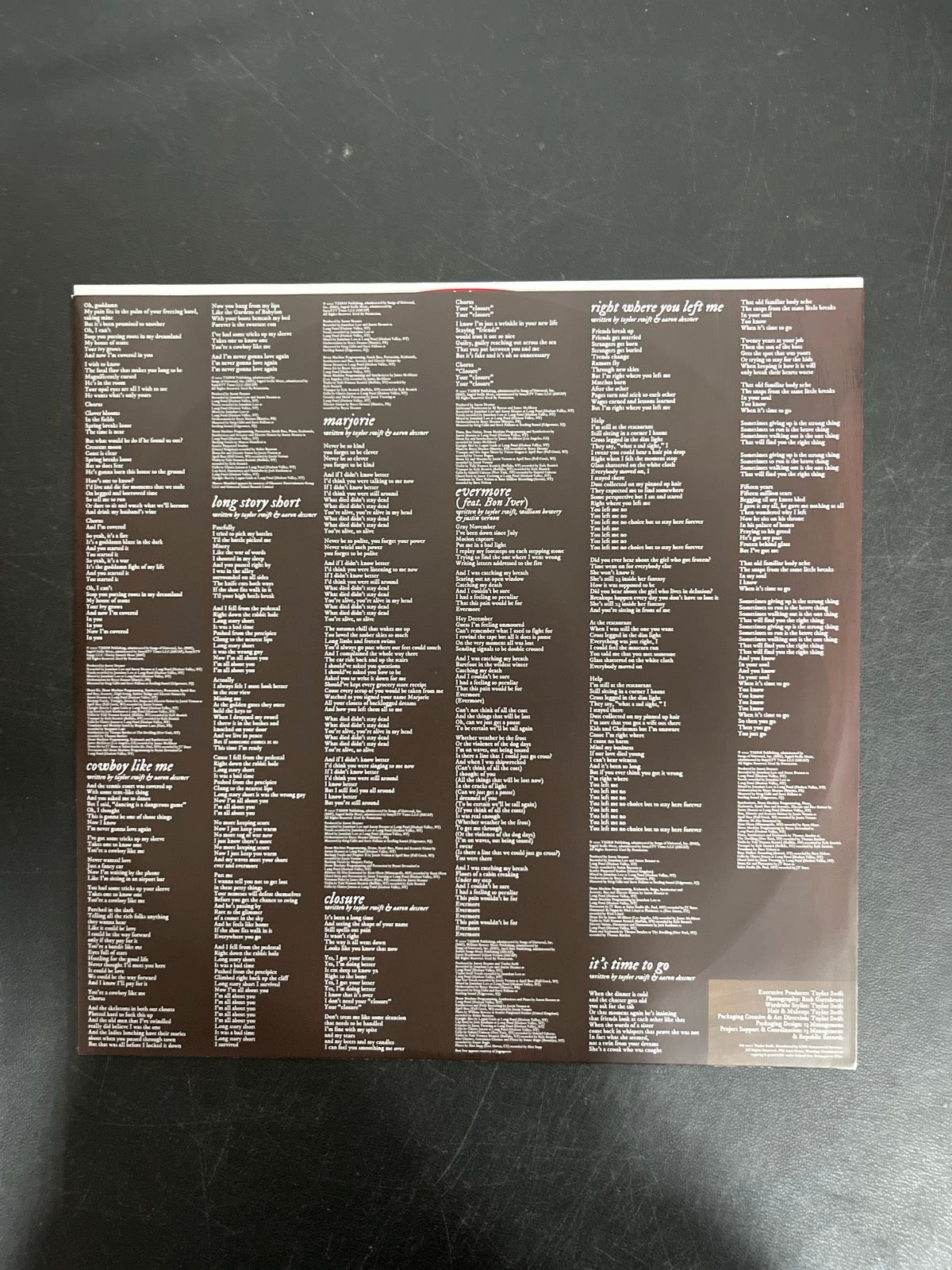 SLEEVE_2B - Taylor Swift - Evermore LE Translucent Red Etched Vinyl USED NOT TESTED
