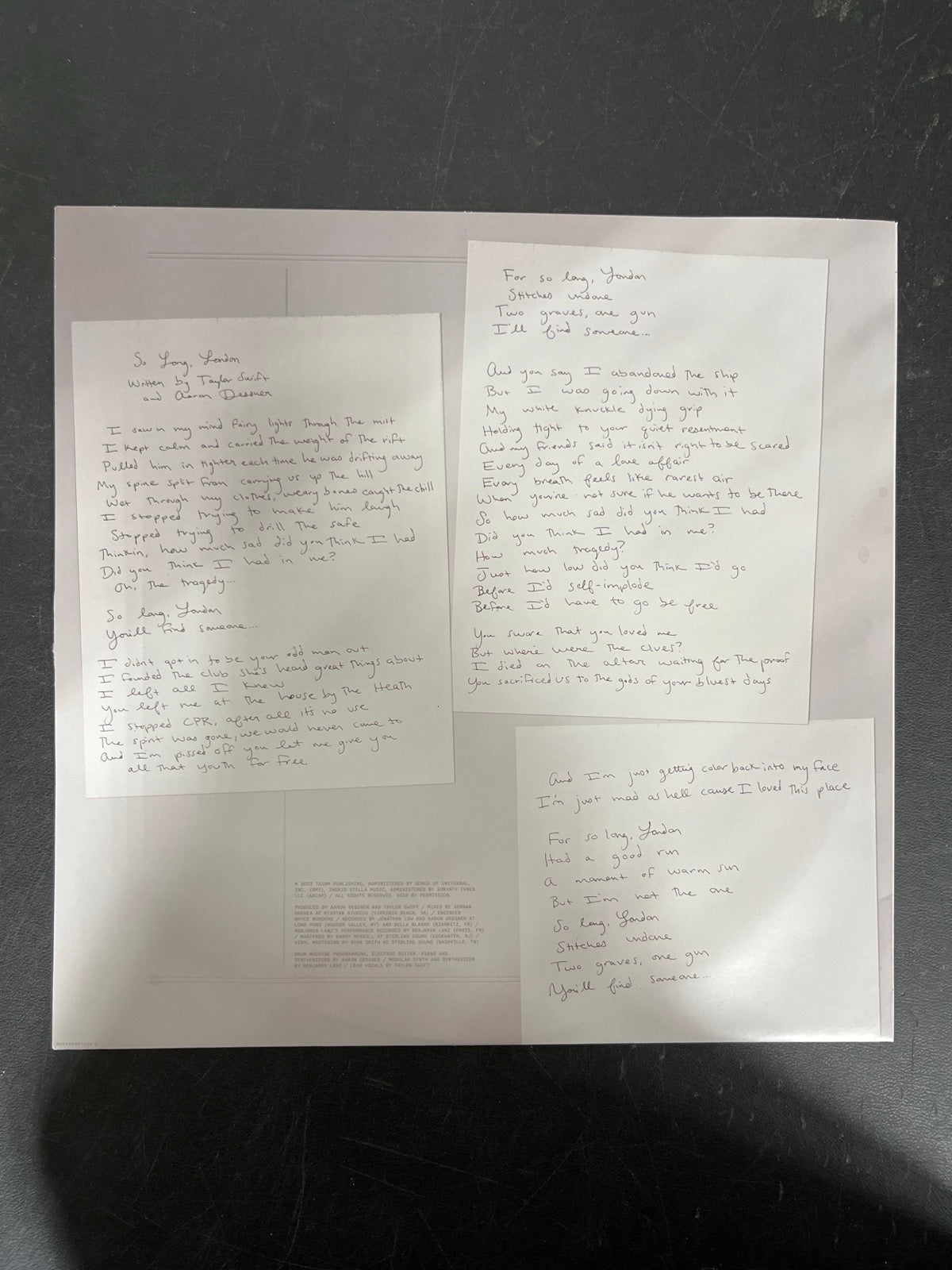 SLEEVE_2B - Taylor Swift - The Tortured ... LE Clear Vinyl USED NOT TESTED