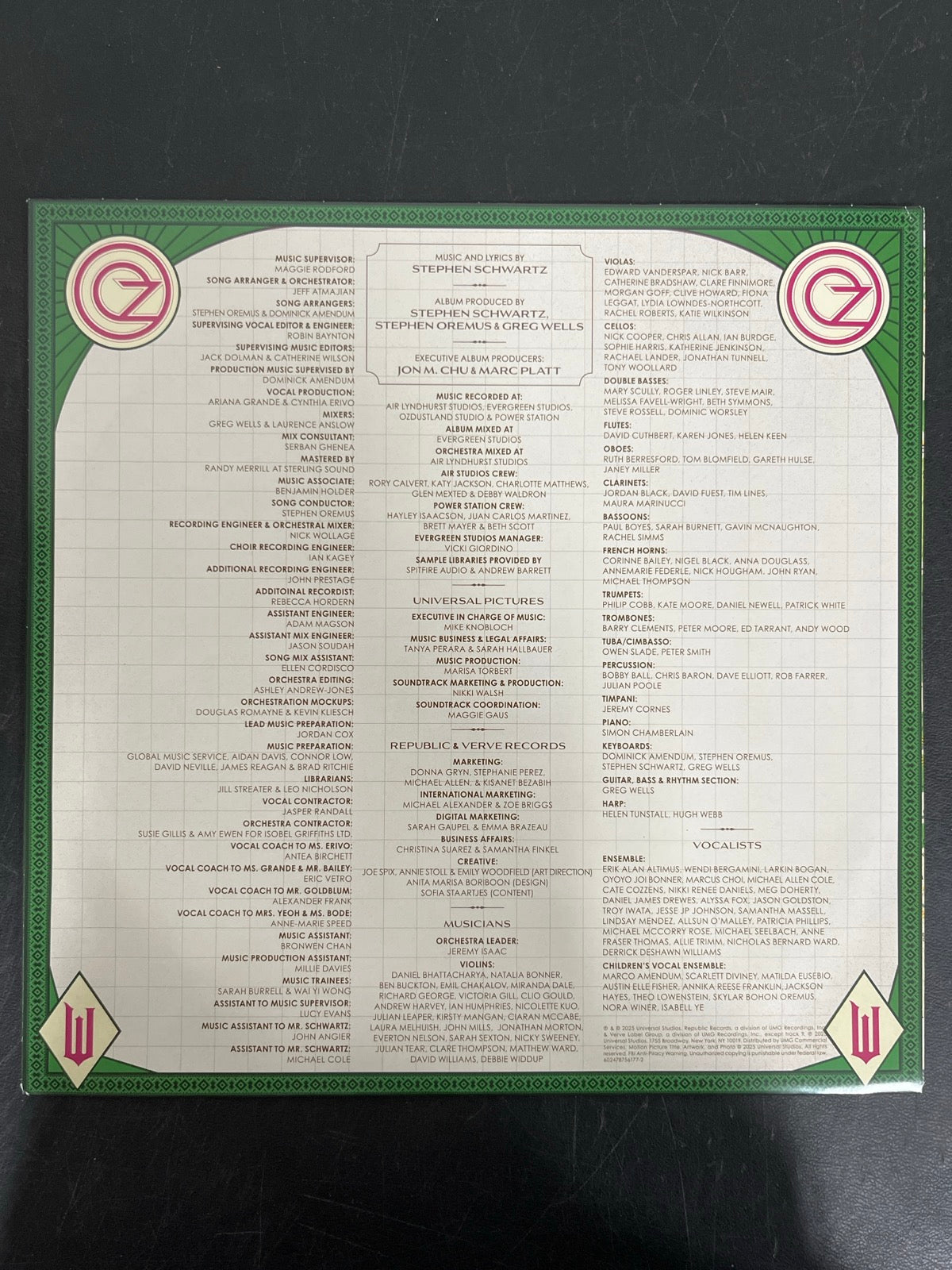 SLEEVE_2F - Wicked: For Good OST LE Pink / Green Vinyl USED NOT TESTED