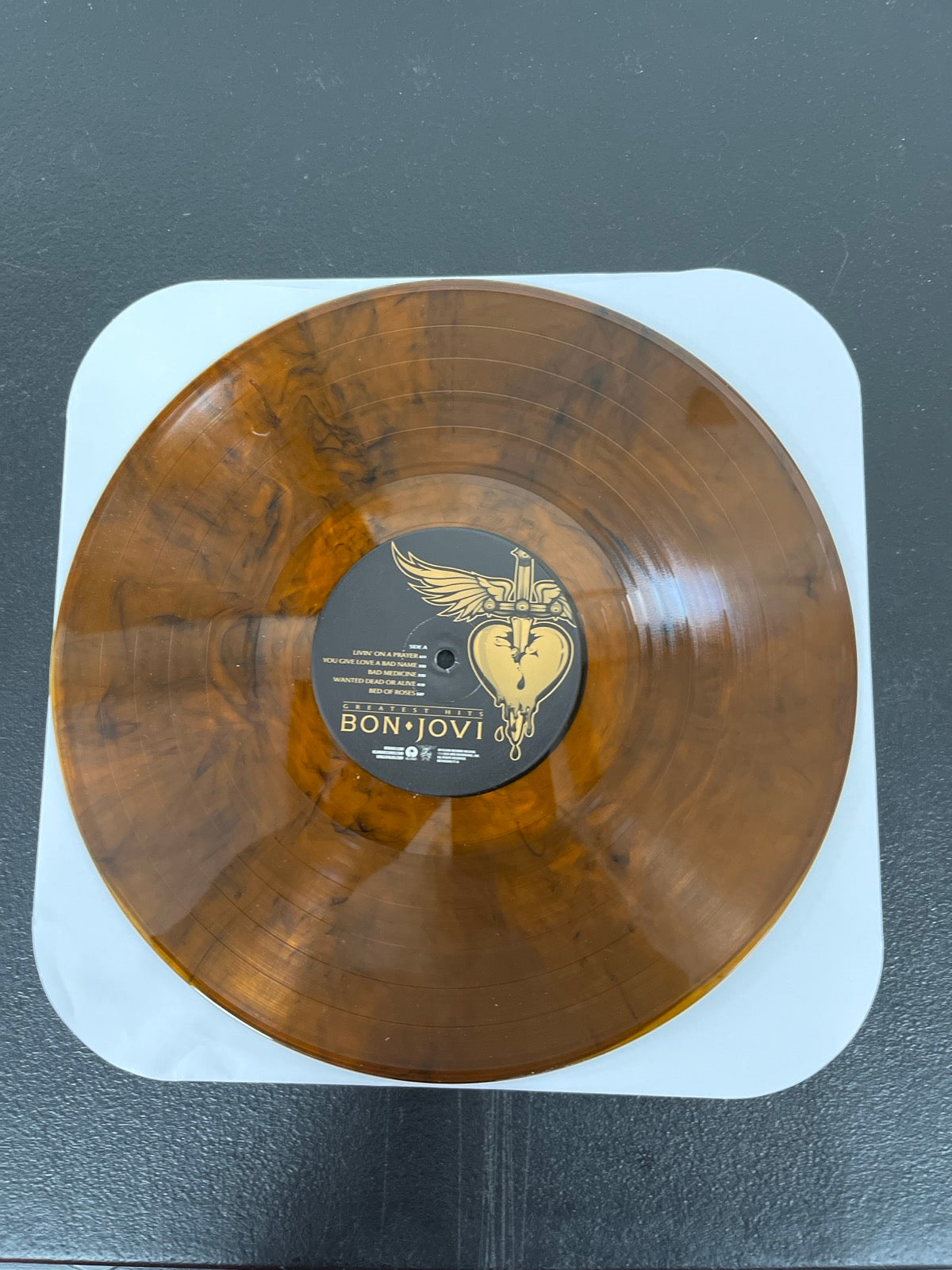 VINYL_1A - Bon Jovi - Greatest Hits LE Tiger Eye Vinyl USED NOT TESTED