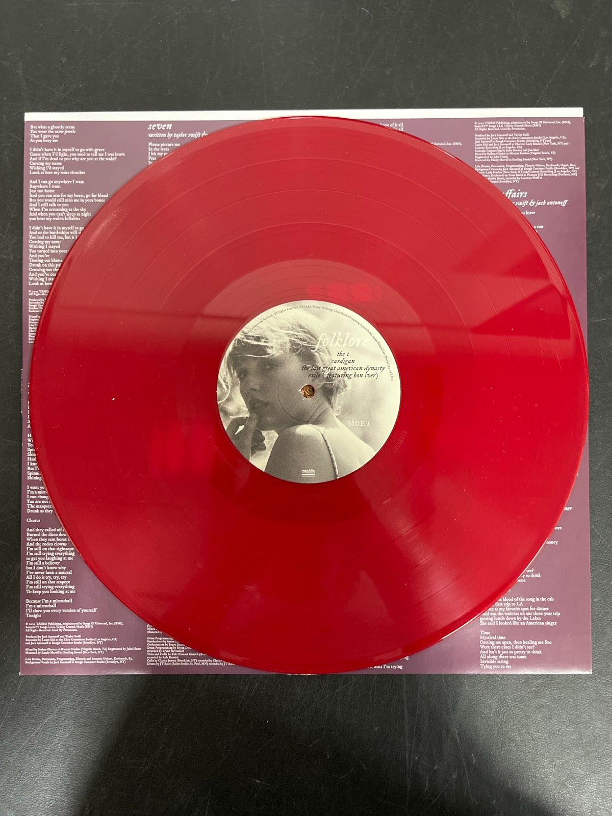 VINYL_1A - Taylor Swift - Folklore LE Red Etched Vinyl USED NOT TESTED