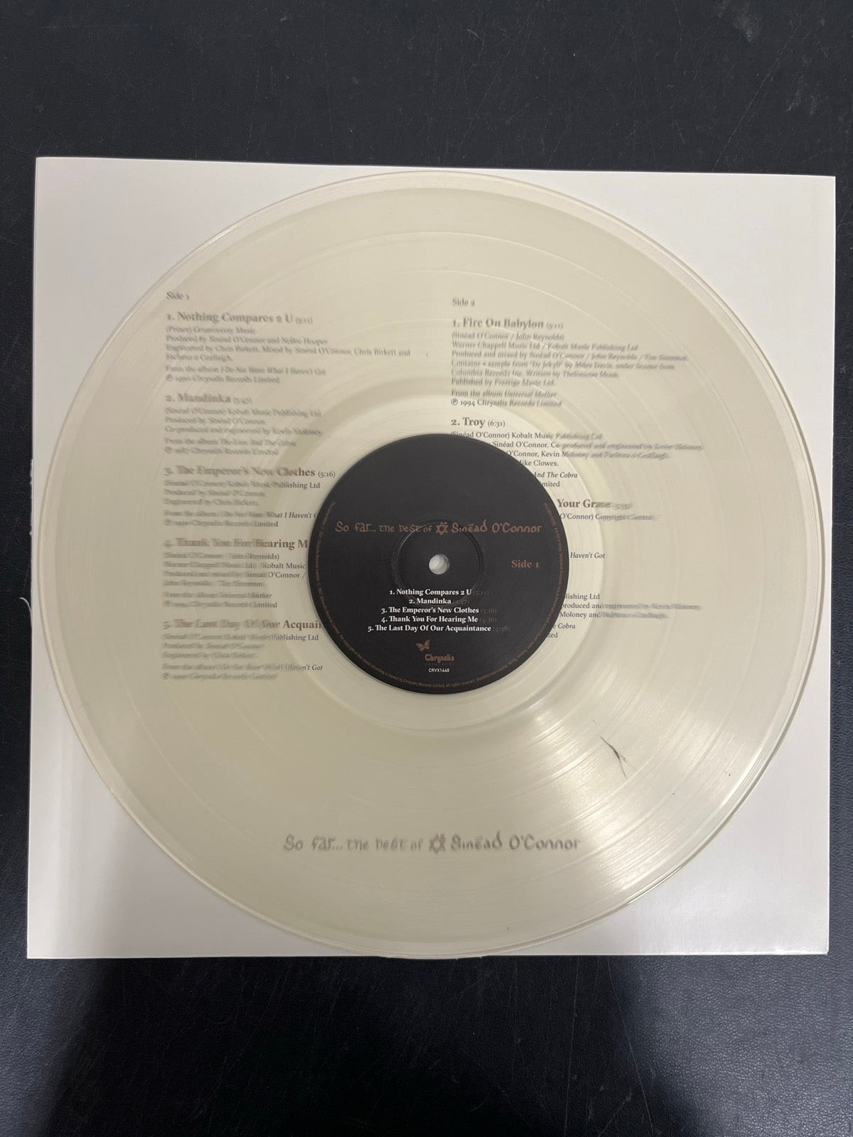 VINYL_1A - Sinéad O'Connor - So Far… The Best of ... LE Clear Vinyl USED NOT TESTED