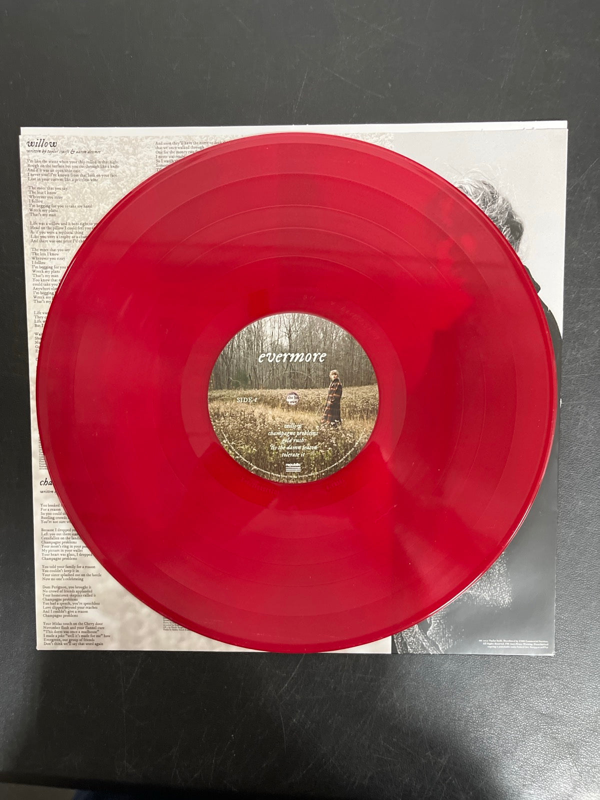 VINYL_1A - Taylor Swift - Evermore LE Translucent Red Etched Vinyl USED NOT TESTED